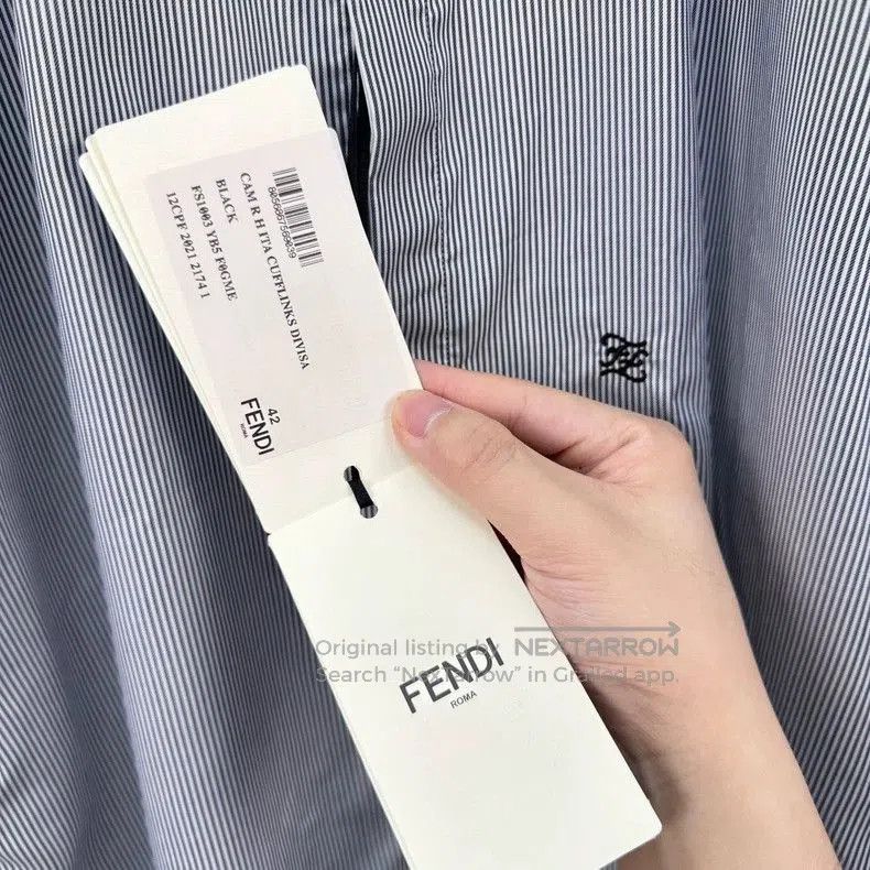 Fendi Fendi Embroidered Letter Striped Shirt. Size US XL / EU 56 / 4 - 5 Thumbnail