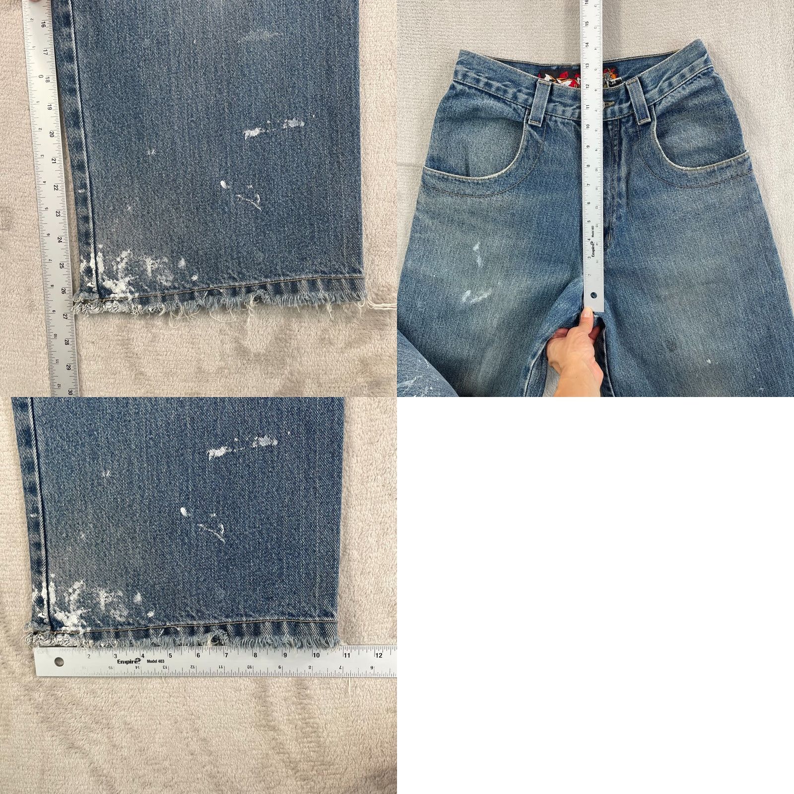Denime VINTAGE Jynx Jeans Men 26x27 Wide Baggy Denim Blue 90s Jazz Casual Relaxed M Made USA Jeans Mens Size US 26 / EU 42 - 8 Thumbnail