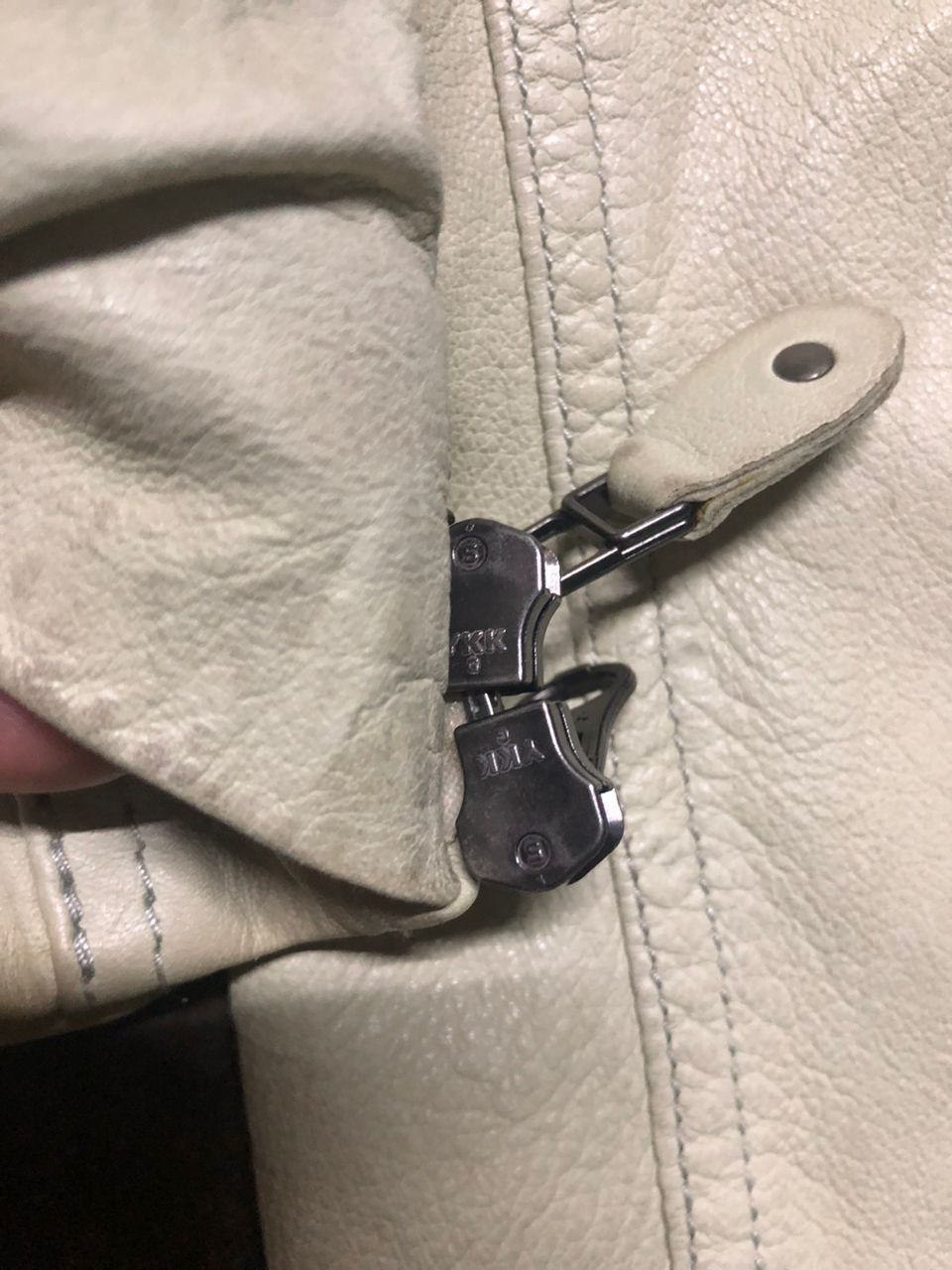 Branded Leather × Leather MAX&Co. Double Collar Lamb leather Ride Jacket Cream Size US XXS / EU 40 - 12 Thumbnail