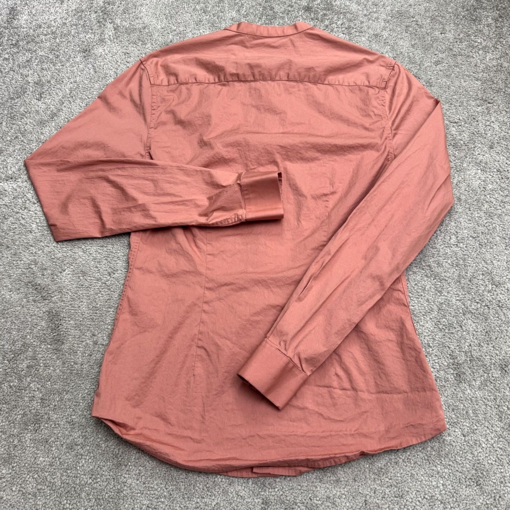 Asos ASOS Band Collar Shirt Mens Small Pink Long Sleeve Cotton Top Button Down Size US S / EU 44-46 / 1 - 2 Thumbnail