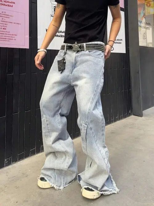 Japanese Brand Asaoka x Yuko Flared Relaxed Wide Leg Jeans Futuristic Size US 32 / EU 48 - 2 Thumbnail