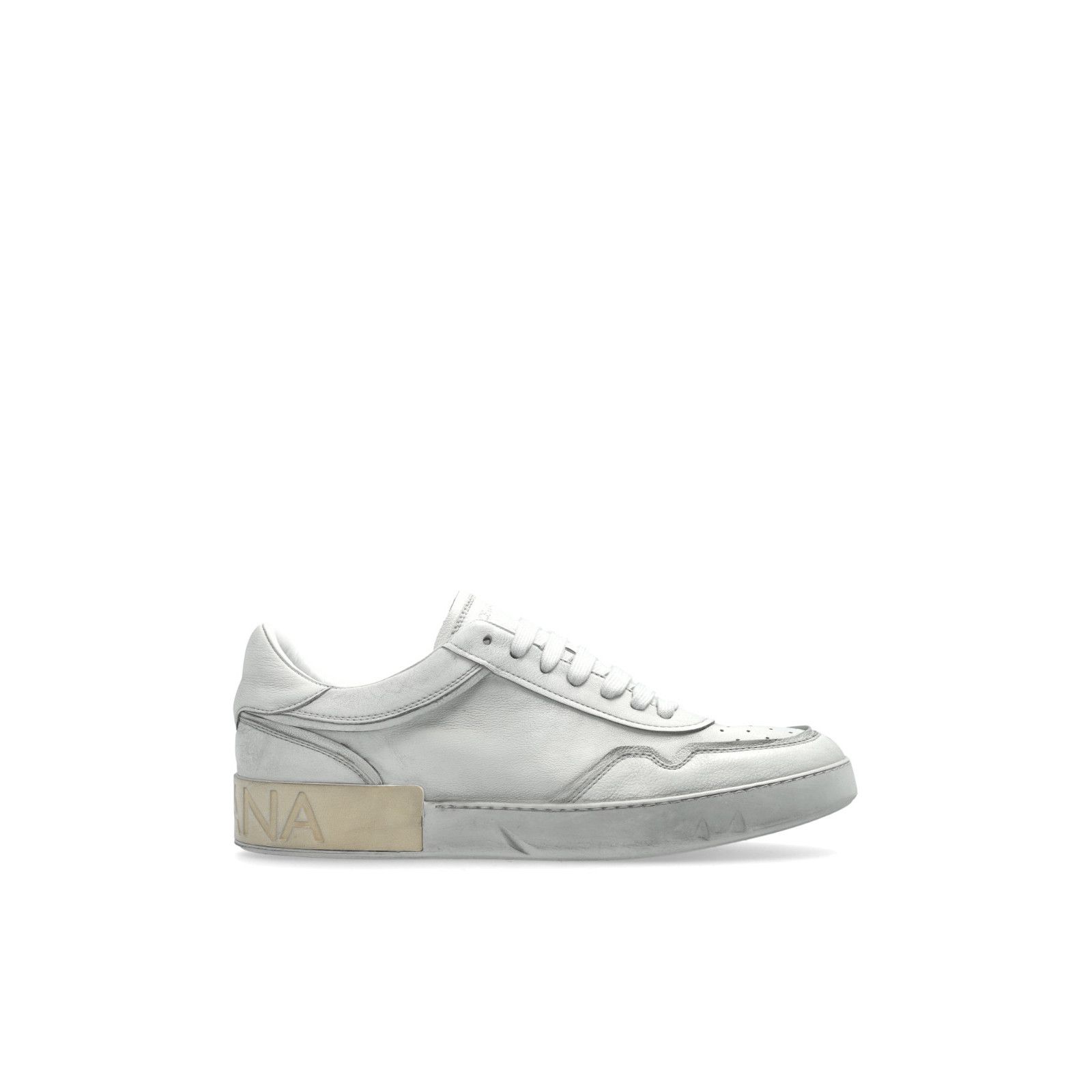 DOLCE&GABBANA Vintage White Leather Sports Sneakers New & Au