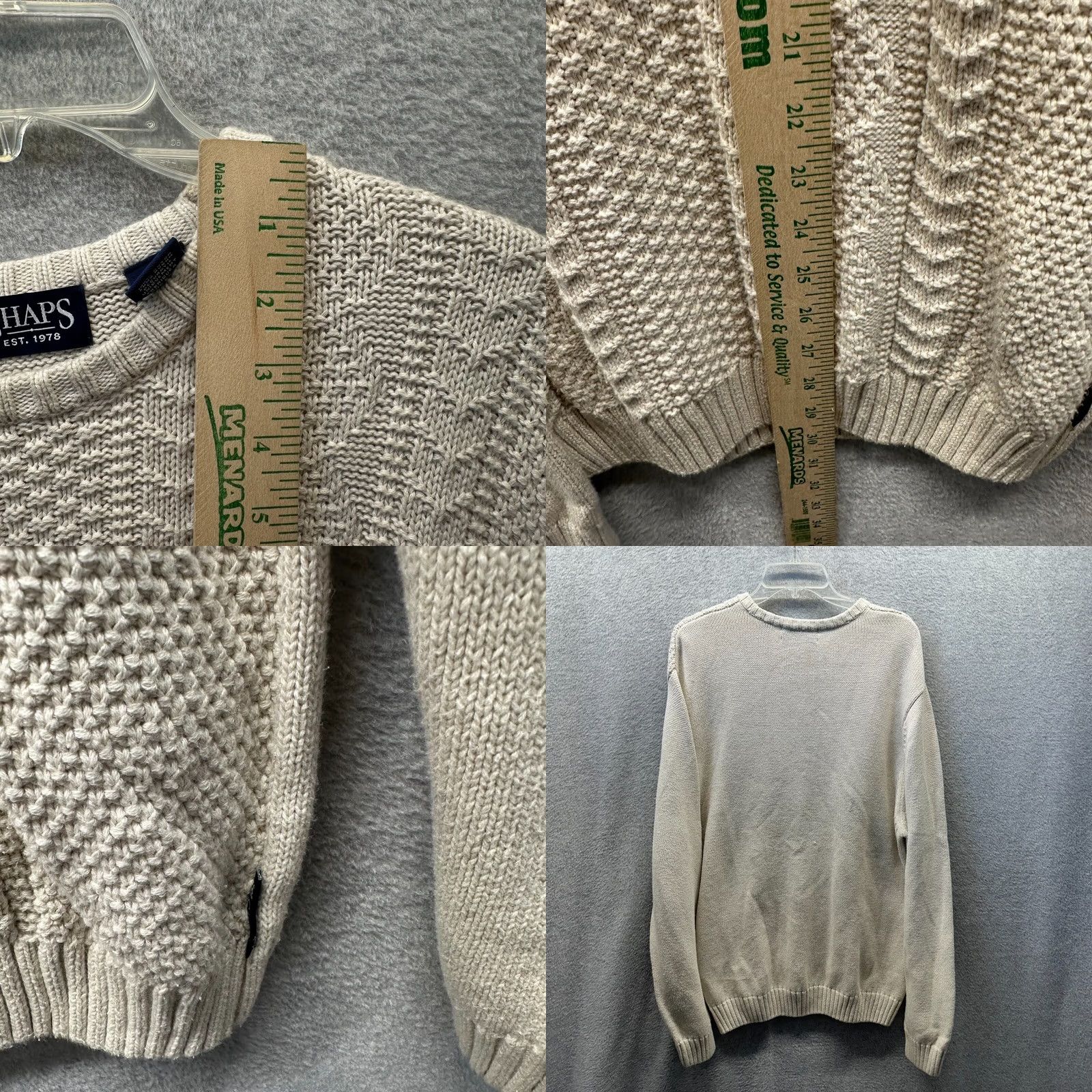 Chaps Chaps Sweater Adult Large Creme Knit Chevron Diamond Pullover Mens Framed Size US L / EU 52-54 / 3 - 8 Thumbnail