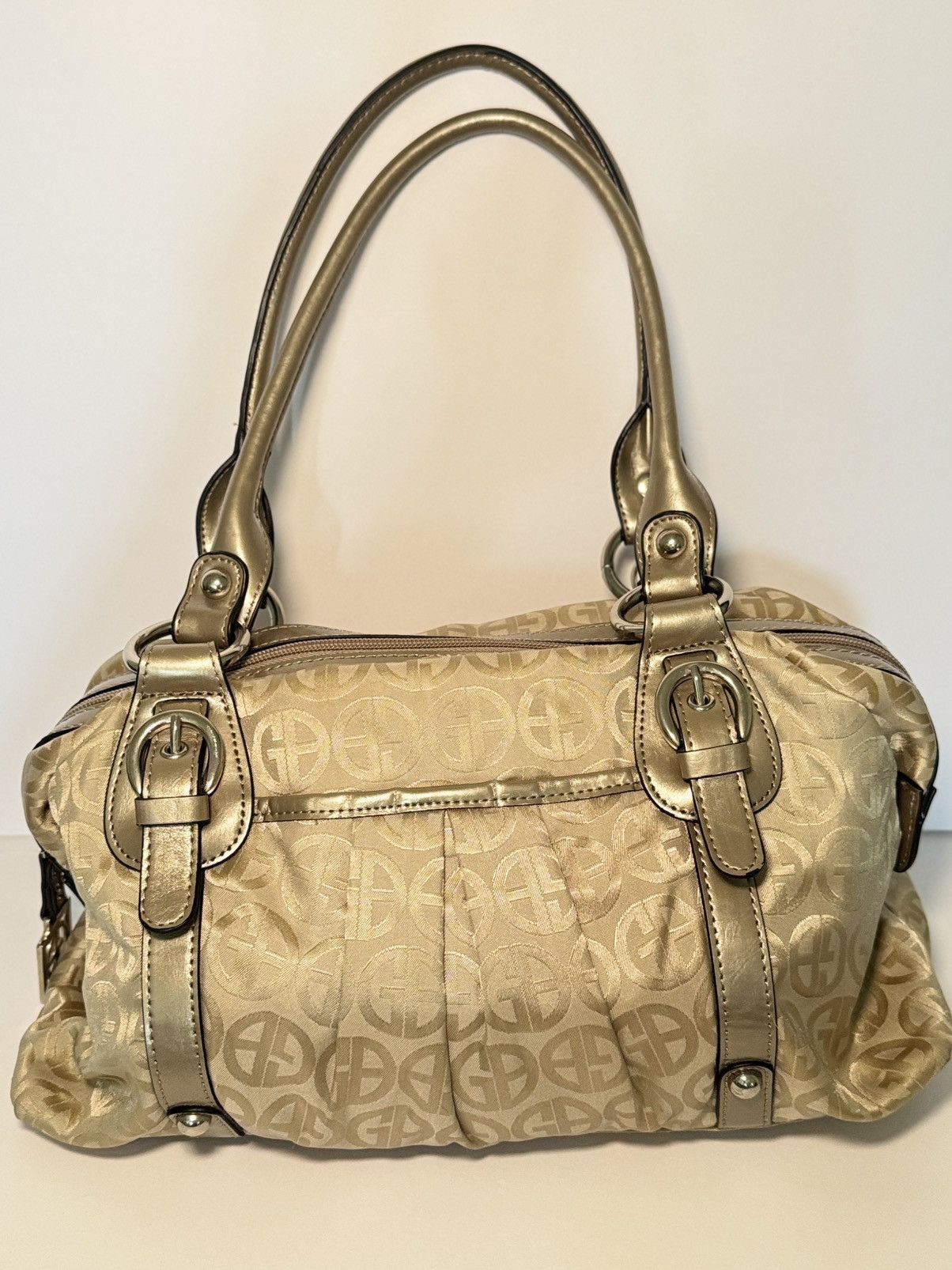 Giani Bernini Vintage Giani Bernini Gold Tan Monogram Handbag Size ONE SIZE - 1 Thumbnail