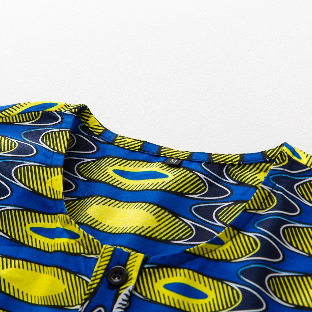 Other African Wax Print Round Neck Polo Shirt Short Sleeves Size US M / EU 48-50 / 2 - 4 Thumbnail