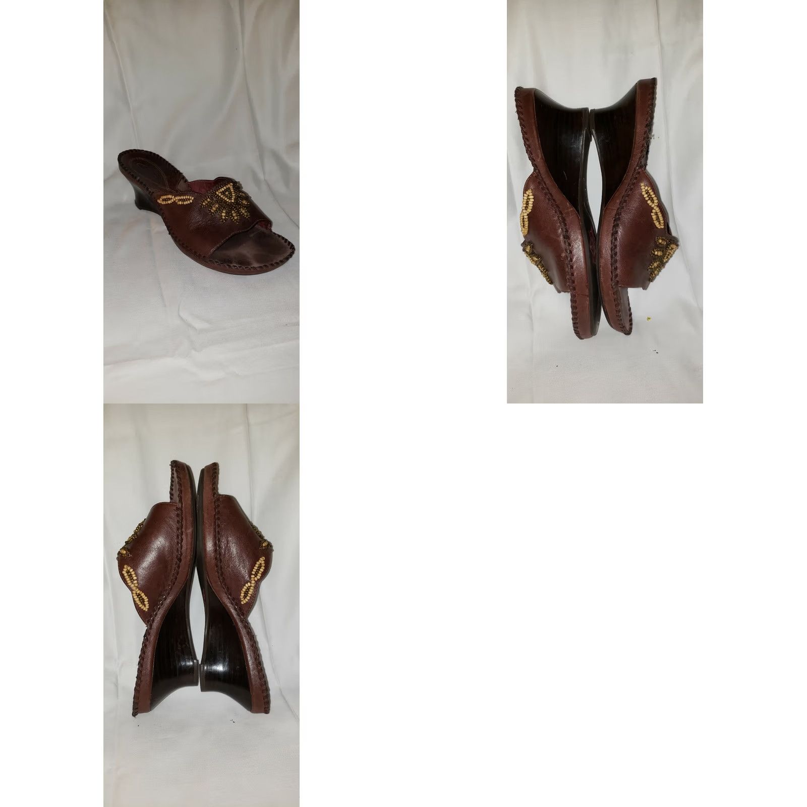 Clarks Clark Artisan Women's Wedge Sandal Brown with Beading Model 6422 US 7 M Womens Size US 7 / IT 37 - 8 Thumbnail