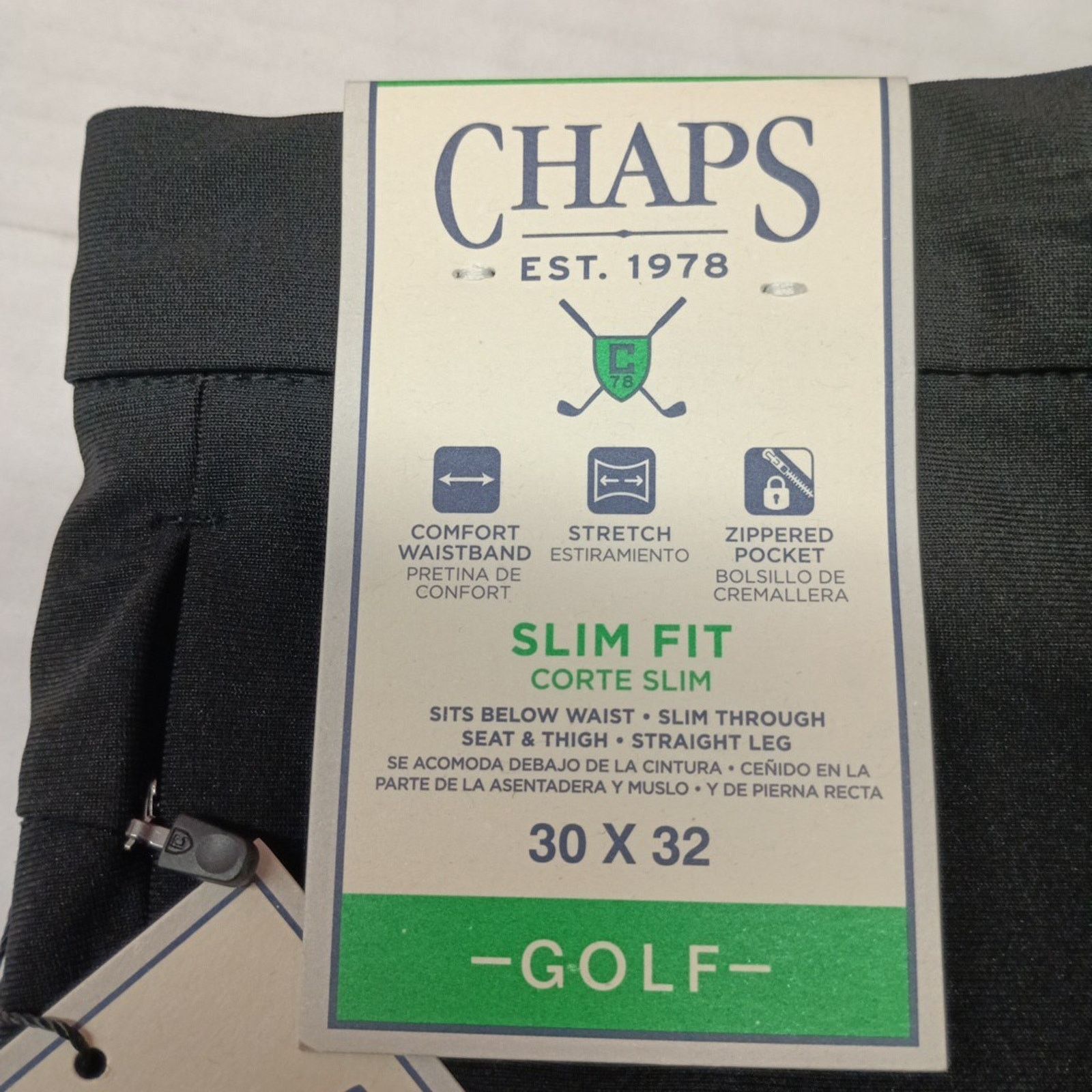 Chaps Chaps Golf Slim Fit Pants Mens 30x32 Black Stretch Waistband Size US 30 / EU 46 - 2 Thumbnail