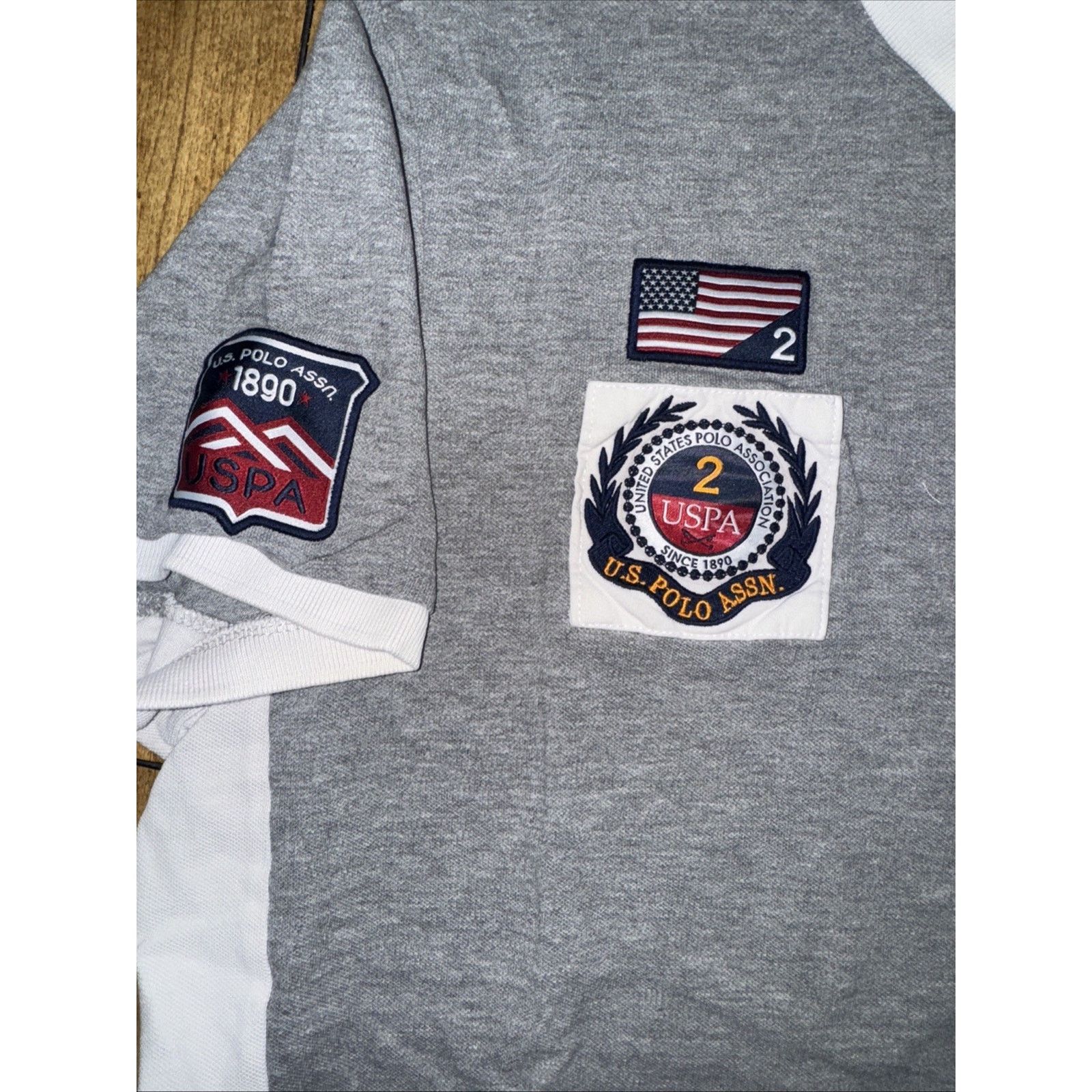 U.S. Polo Assn. USPA Polo Assn Grey Embroidered Patch Polo Shirt L 22x26 Size US L / EU 52-54 / 3 - 3 Thumbnail