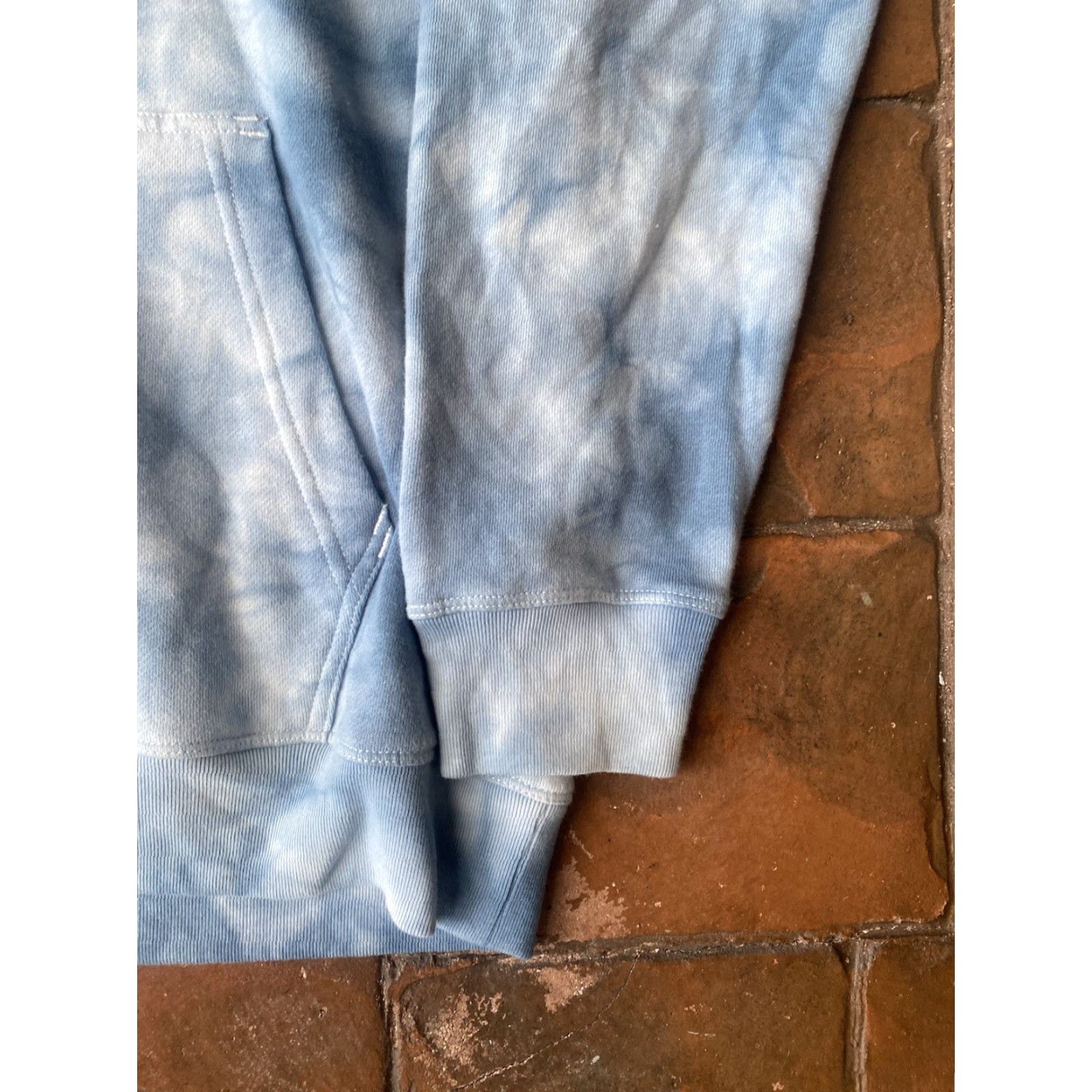 Vintage Baja Llama Helsinki Hoodie Sweatshirt Large Blue Tie Dye Men’s Knitted Pullover Hooded Pockets Logo Embroidered Size US L / EU 52-54 / 3 - 6 Thumbnail