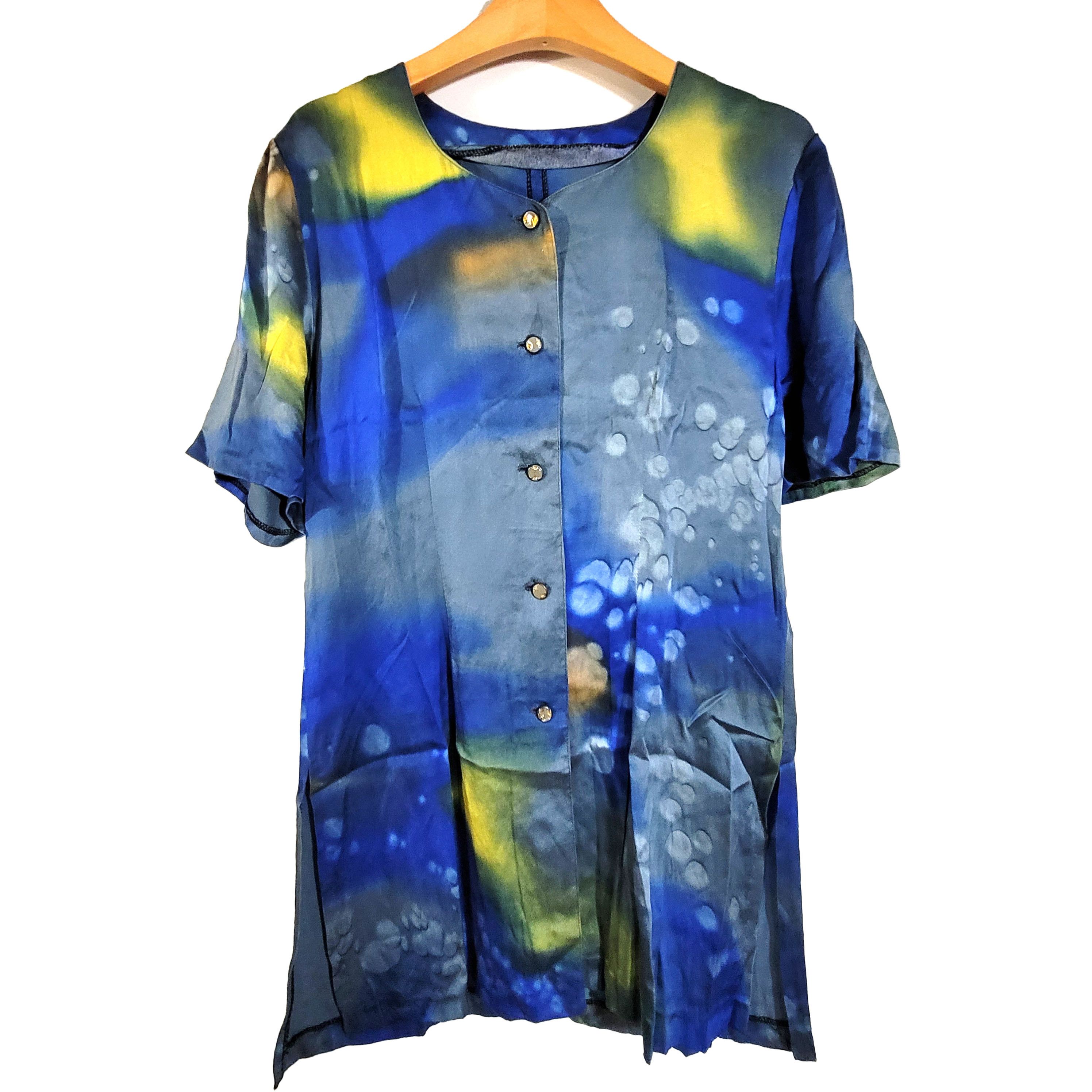 Other Women's 100% Silk Size S Short Sleeve Top Shirt SAA507 Size S / US 4 / IT 40 - 1 Thumbnail