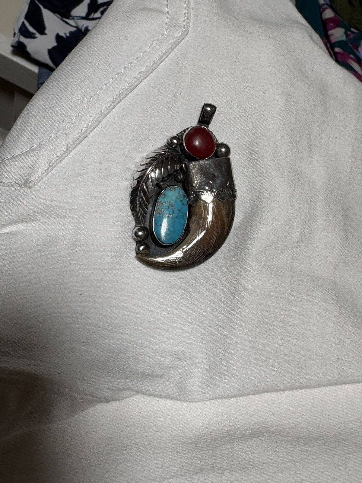 Other Vintage Sterling Silver Turquoise Navajo Claw Pendant Size ONE SIZE - 6 Thumbnail