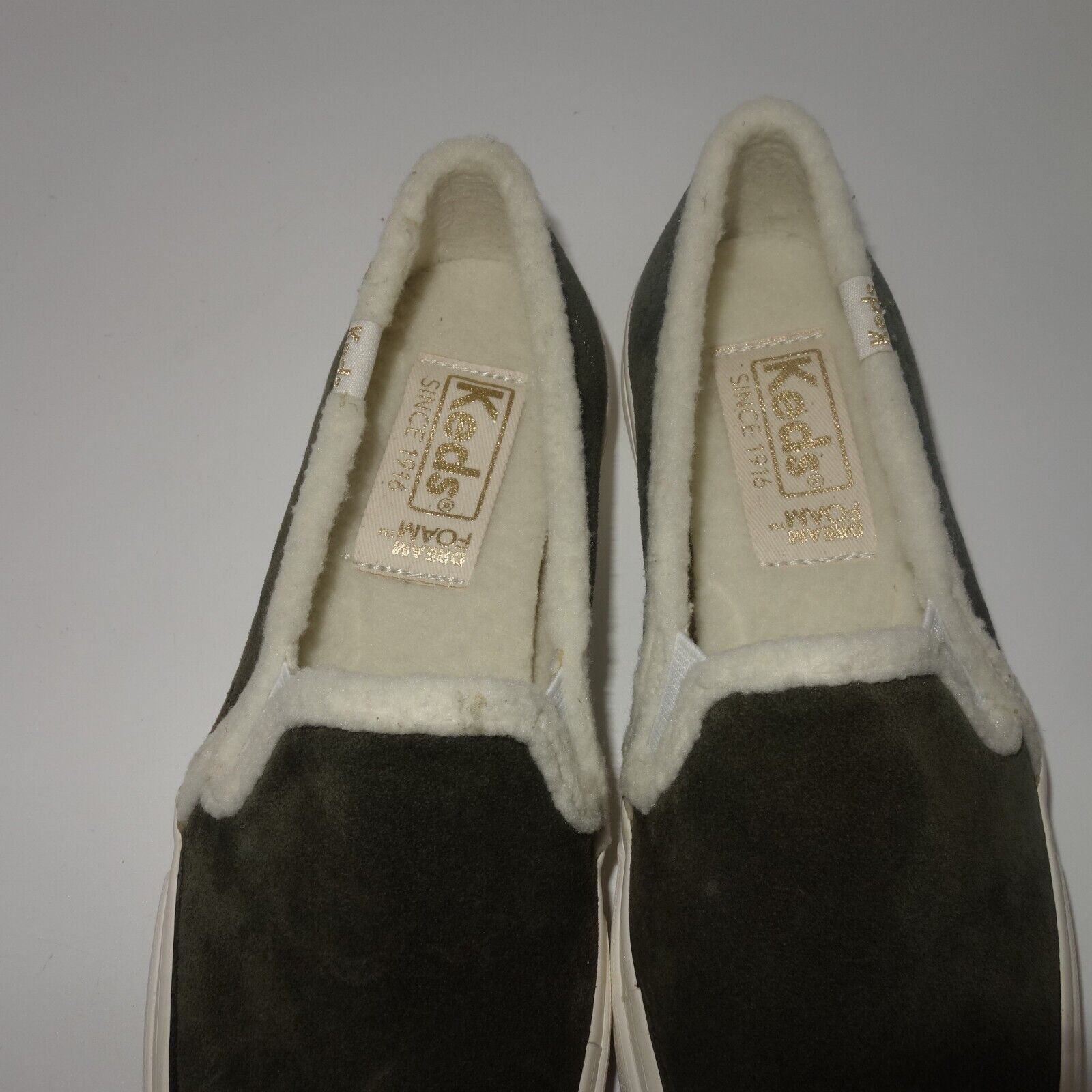 Keds NEW Keds Double Decker Suede Shearling Slip On Forest Olive Size US 5.5 / IT 35.5 - 7 Thumbnail