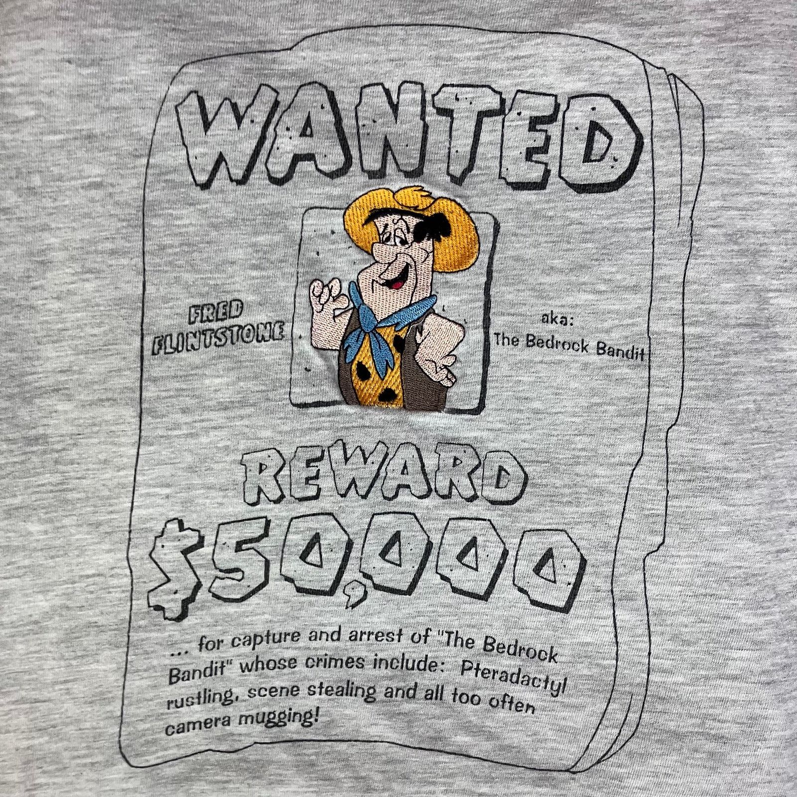 Disney × Vintage Vintage 1990s Fred Flintstone "Wanted" The Flintstones Tee Size US L / EU 52-54 / 3 - 8 Thumbnail