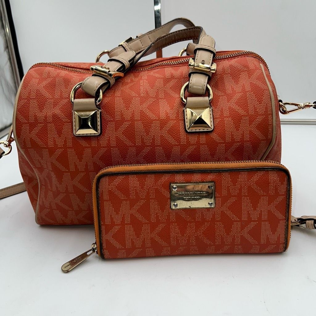 Michael Kors Michael Kors Orange Logo Top Handle Bag/Crossbody Bag and Wa Size ONE SIZE - 1 Thumbnail