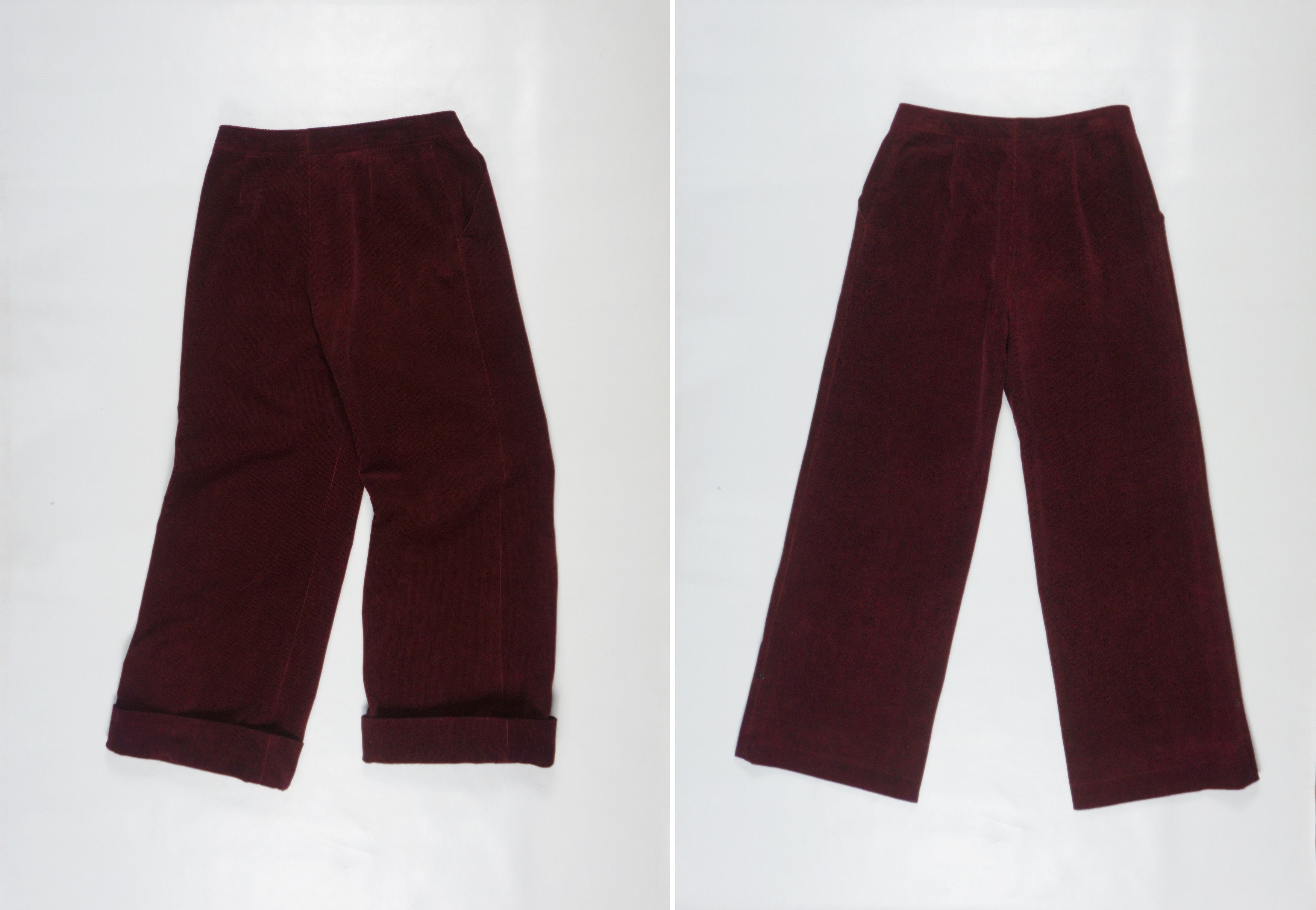 Yves Saint Laurent YSL Yves Saint Lauren Maroon High Waist Wide Corduroy Pants Size 27" / US 4 / IT 40 - 3 Thumbnail
