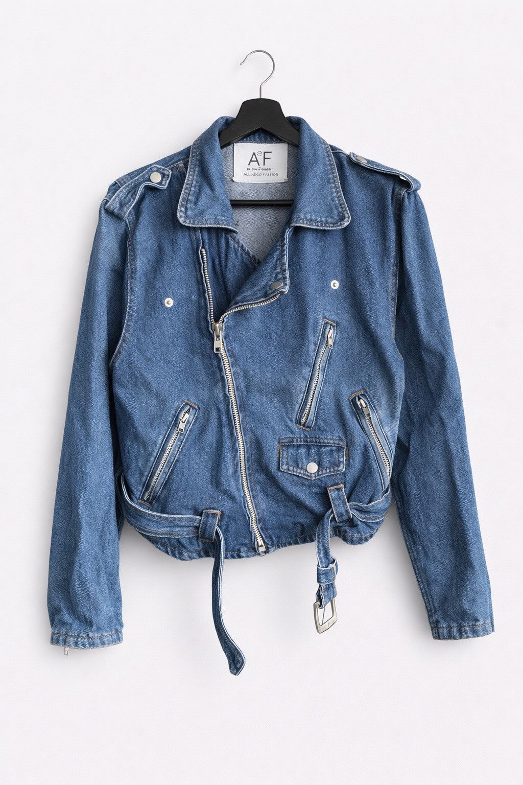 A2F All About Fashion Vintage Style Denim Motorcycle Jacket