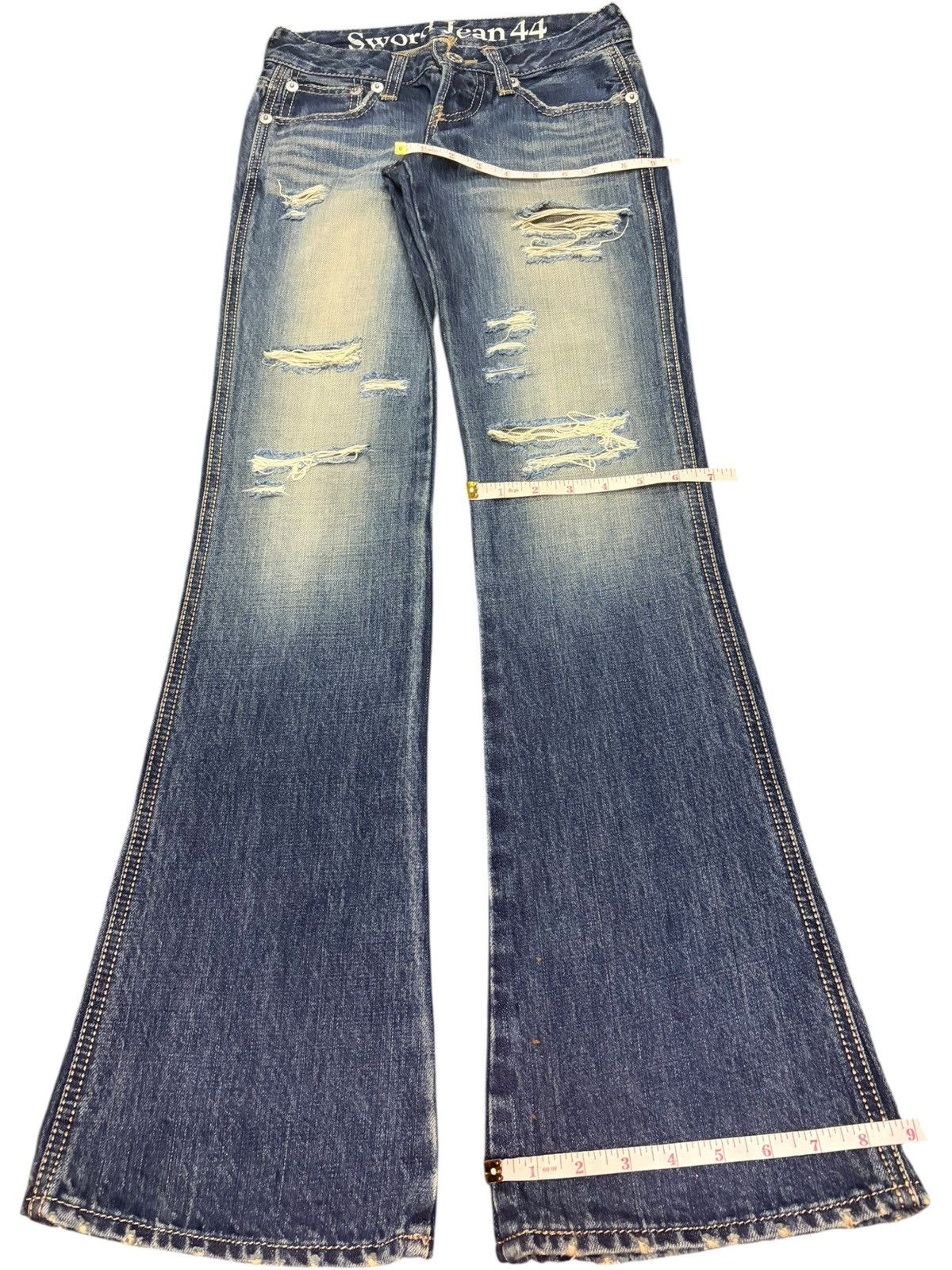 Hysteric Glamour Vintage Japanese Brand Distress Low Rise Flare Jeans Size 26" / US 2 / IT 38 - 8 Thumbnail