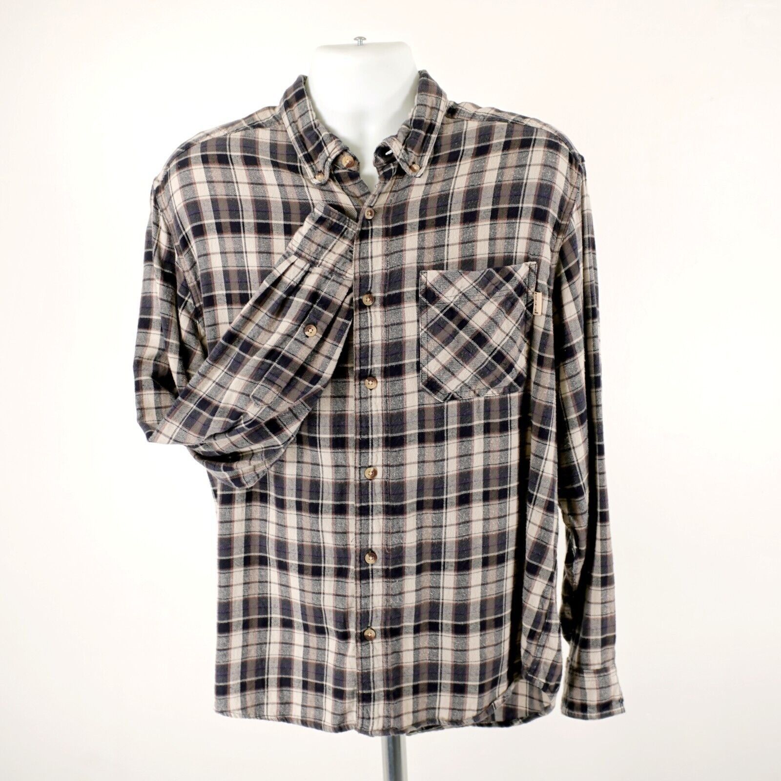 Woolrich Woolen Mills Woolrich Plaid Blue Tan Large Flannel Cotton Button Down Lon Size US L / EU 52-54 / 3 - 4 Thumbnail