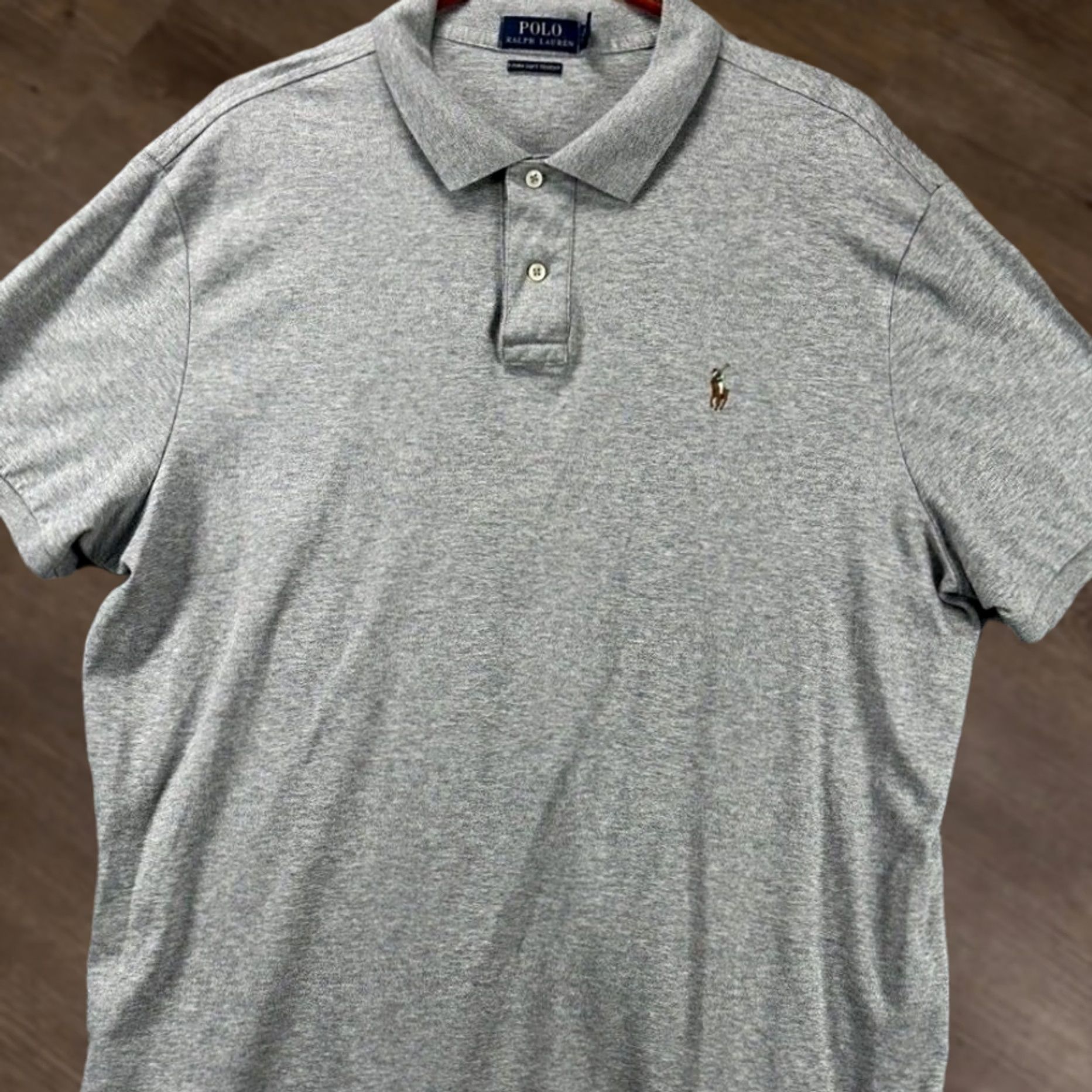 Polo Ralph Lauren Polo Ralph Lauren Polo Shirt 2XL Men Grey Pima Soft Touch Flesh Pony Rugby Short Sleeve Breathable Casual Shirt Size US XXL / EU 58 / 5 - 1 Thumbnail