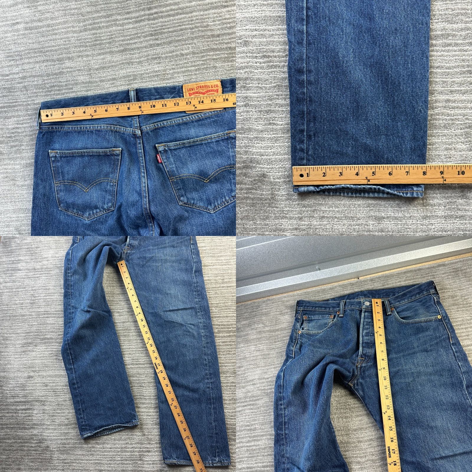 Levi's VINTAGE Levis 501 Jeans Mens 34x30 Blue Denim Pants Button Fly - Levi's 501 Series Straight Waist 34 Regular Size 34 Men Blue Denim Jeans 90s Theme Size US 34 / EU 50 - 8 Thumbnail