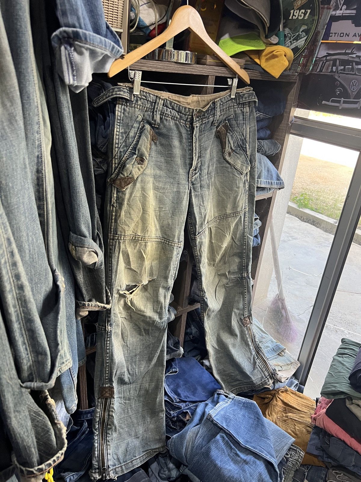 Z Brand 🔥Vintage Z Brand Double Knee Distressed Denim Size US 35 - 3 Thumbnail