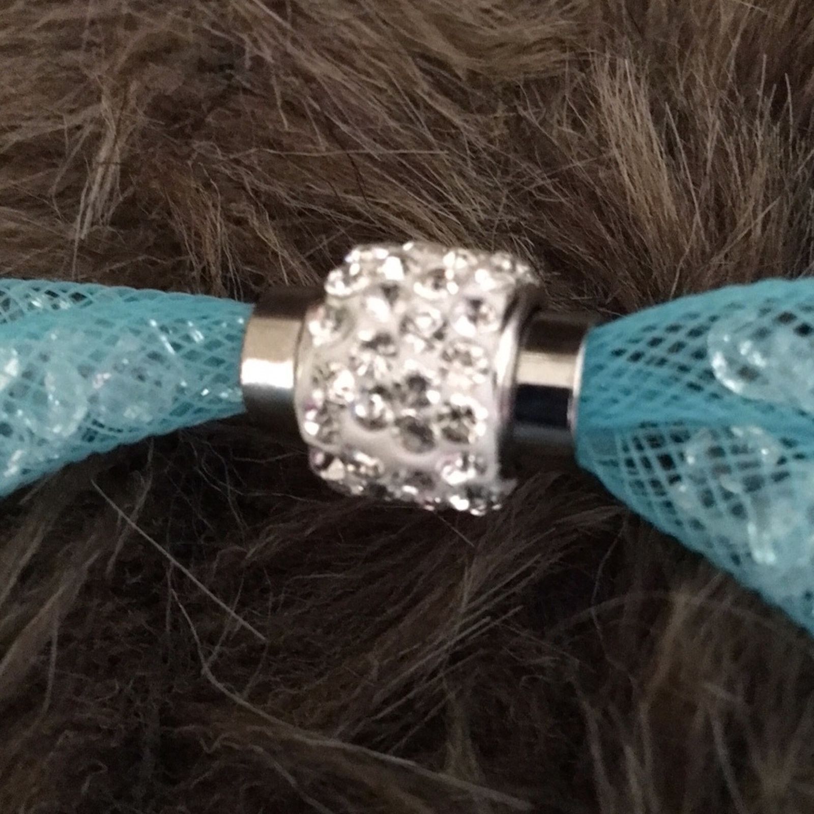Jewelry Crystal filled coil mesh magnetic close bracelet Size ONE SIZE - 7 Thumbnail