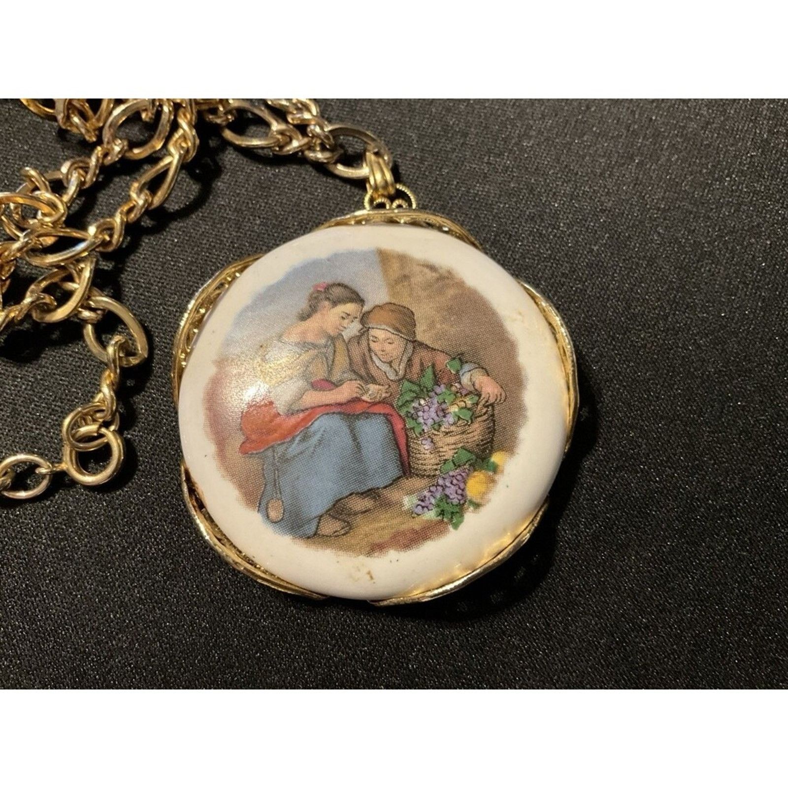 Other 16in Hand Painted Porcelain Gold Tone Necklace Size ONE SIZE - 3 Thumbnail