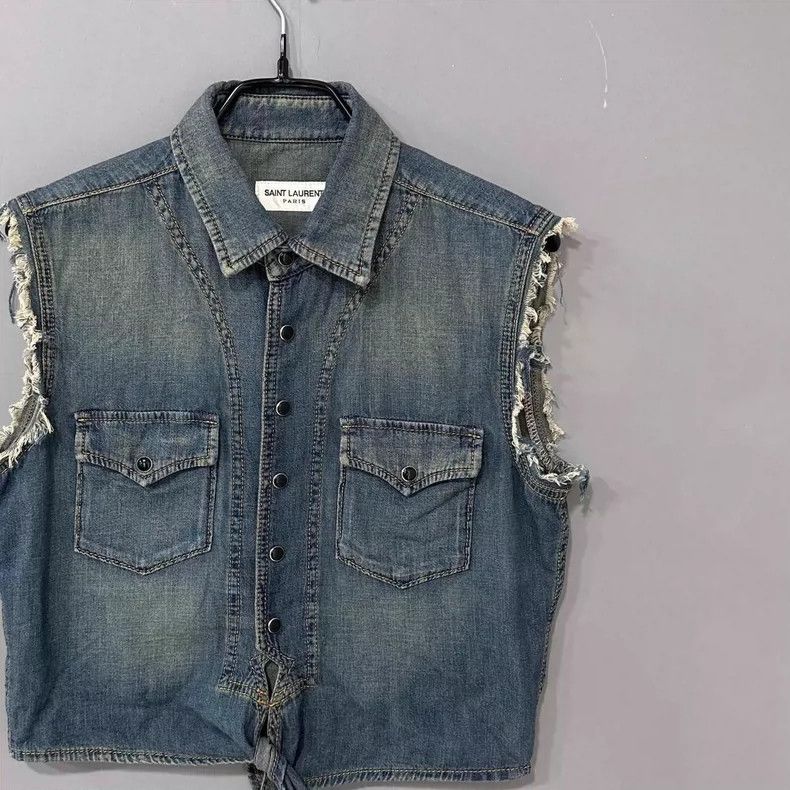 Saint Laurent Paris Saint Laurent Paris Make an old Jean sleeveless waistcoat v Size US S / EU 44-46 / 1 - 2 Thumbnail