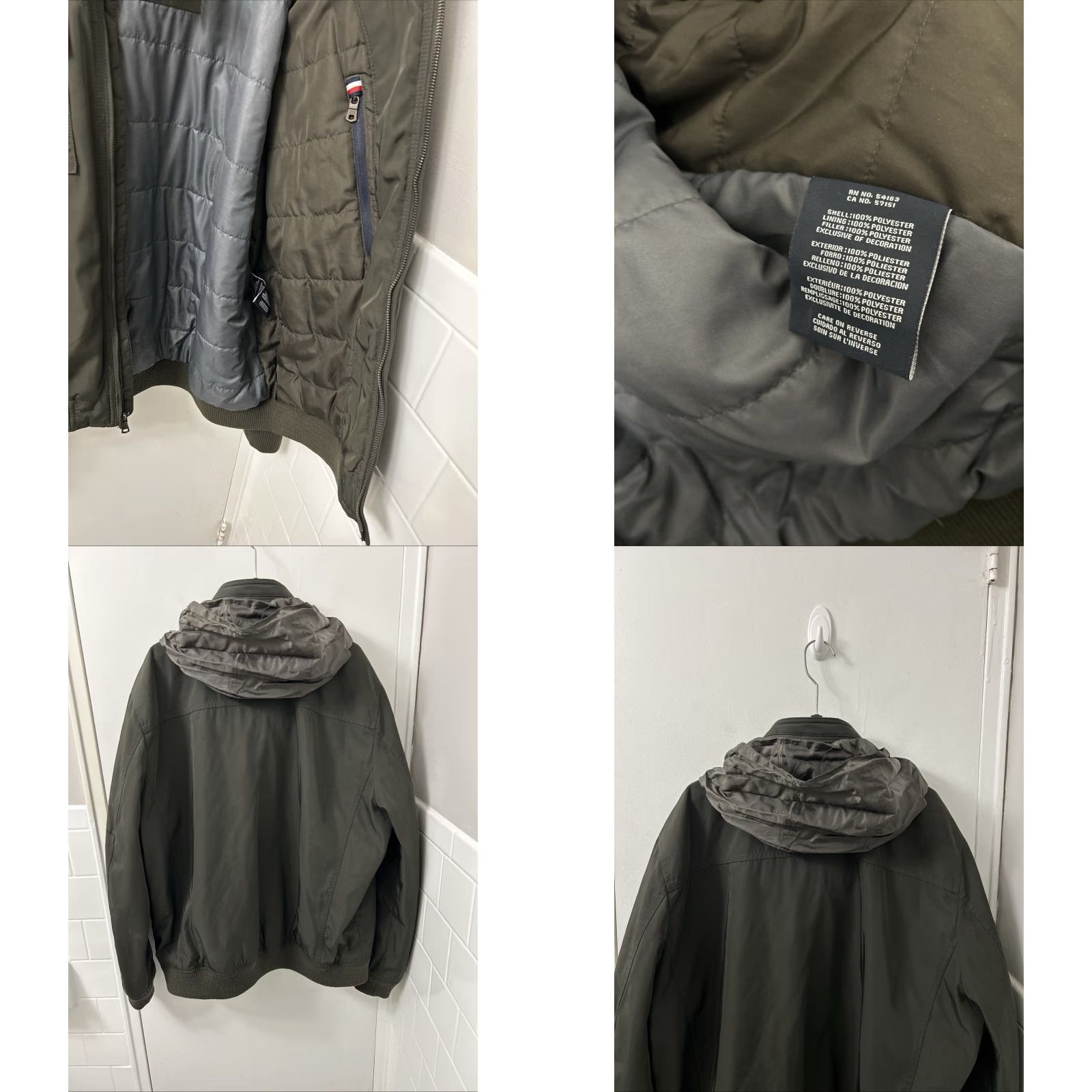 Tommy Hilfiger Tommy Hilfiger Jacket Mens XL Green Bomber Puffer Quilted Zip Hooded Stand-Up Collar Zip Pockets Size US XL / EU 56 / 4 - 8 Thumbnail