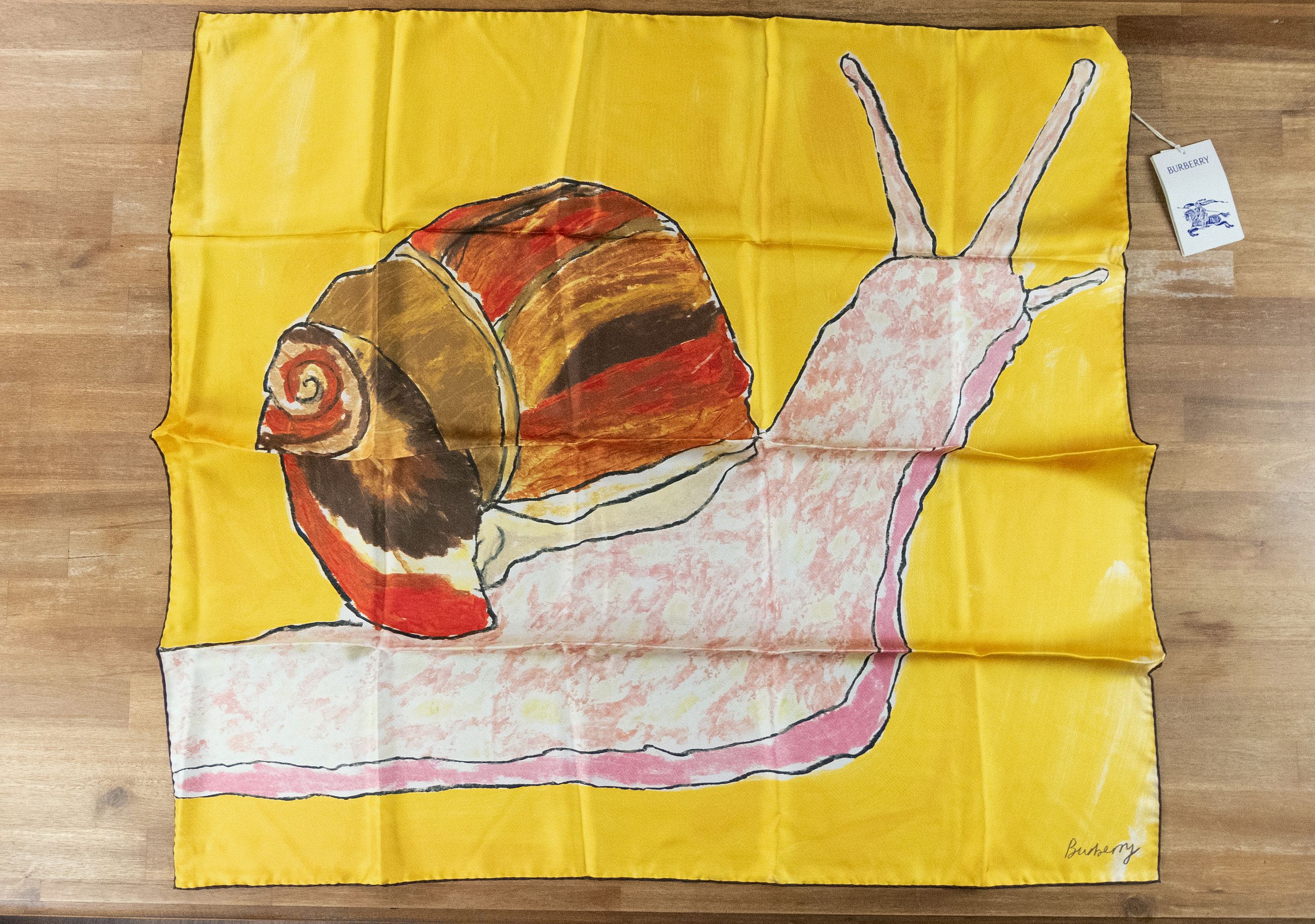 Burberry BURBERRY x Helen Bullock yellow orange snail silk scarf Size ONE SIZE - 2 Thumbnail