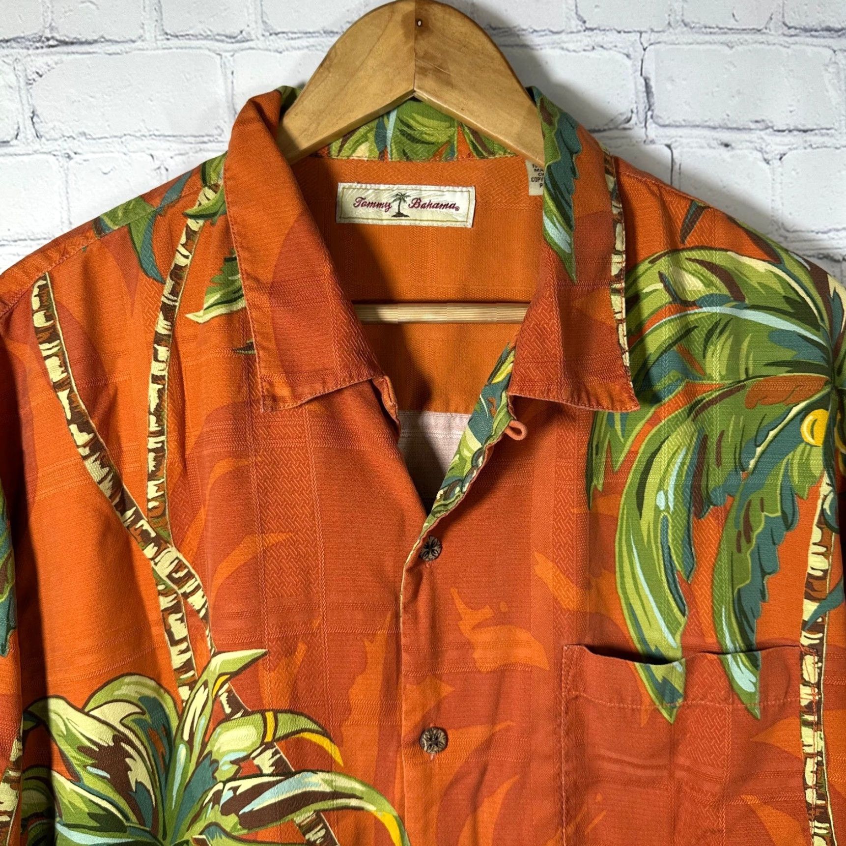 Tommy Bahama Tommy Bahama Camp Shirt Mens Orange Silk Palm Tree Tropical Large T31443 Size US L / EU 52-54 / 3 - 2 Thumbnail