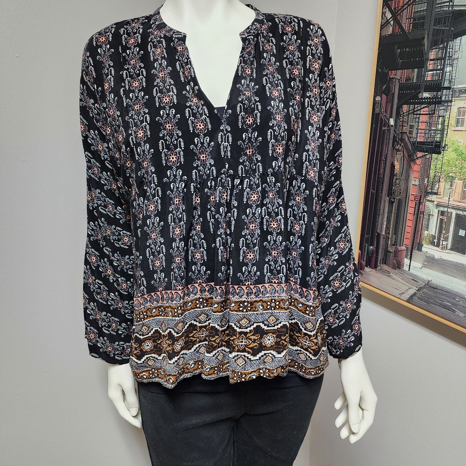 Madewell Madewell Silk Boheme Boho Floral Paisley Blouse Size Large Size L / US 10 / IT 46 - 1 Thumbnail