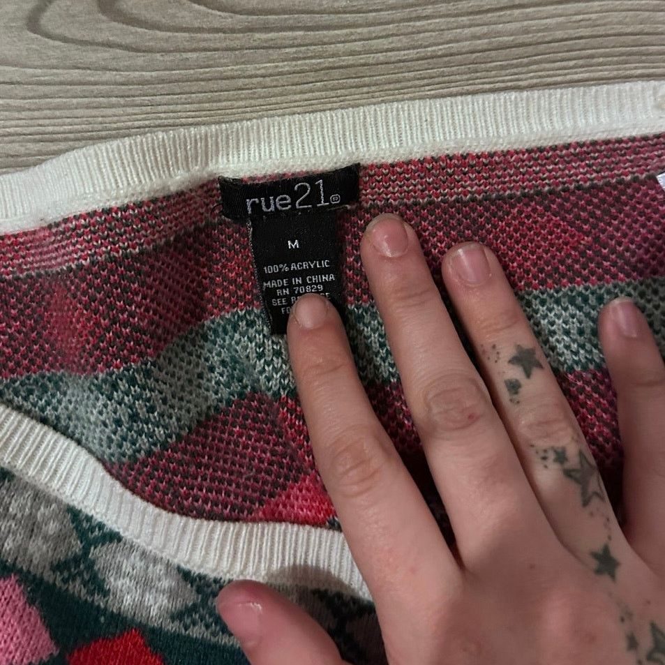 rue21 rue 21 pink white red green christmas knit cropped sweater Size M / US 6-8 / IT 42-44 - 4 Thumbnail