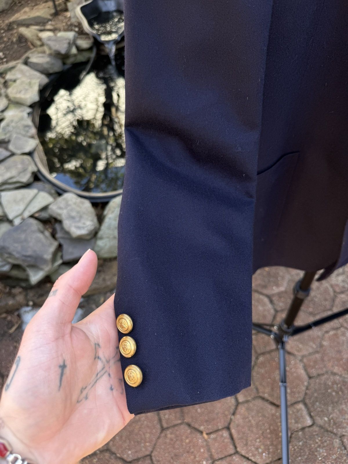 Vintage Vintage Dark Blue Wool Custom Made Miltary Blazer Button Size 42L - 2 Thumbnail