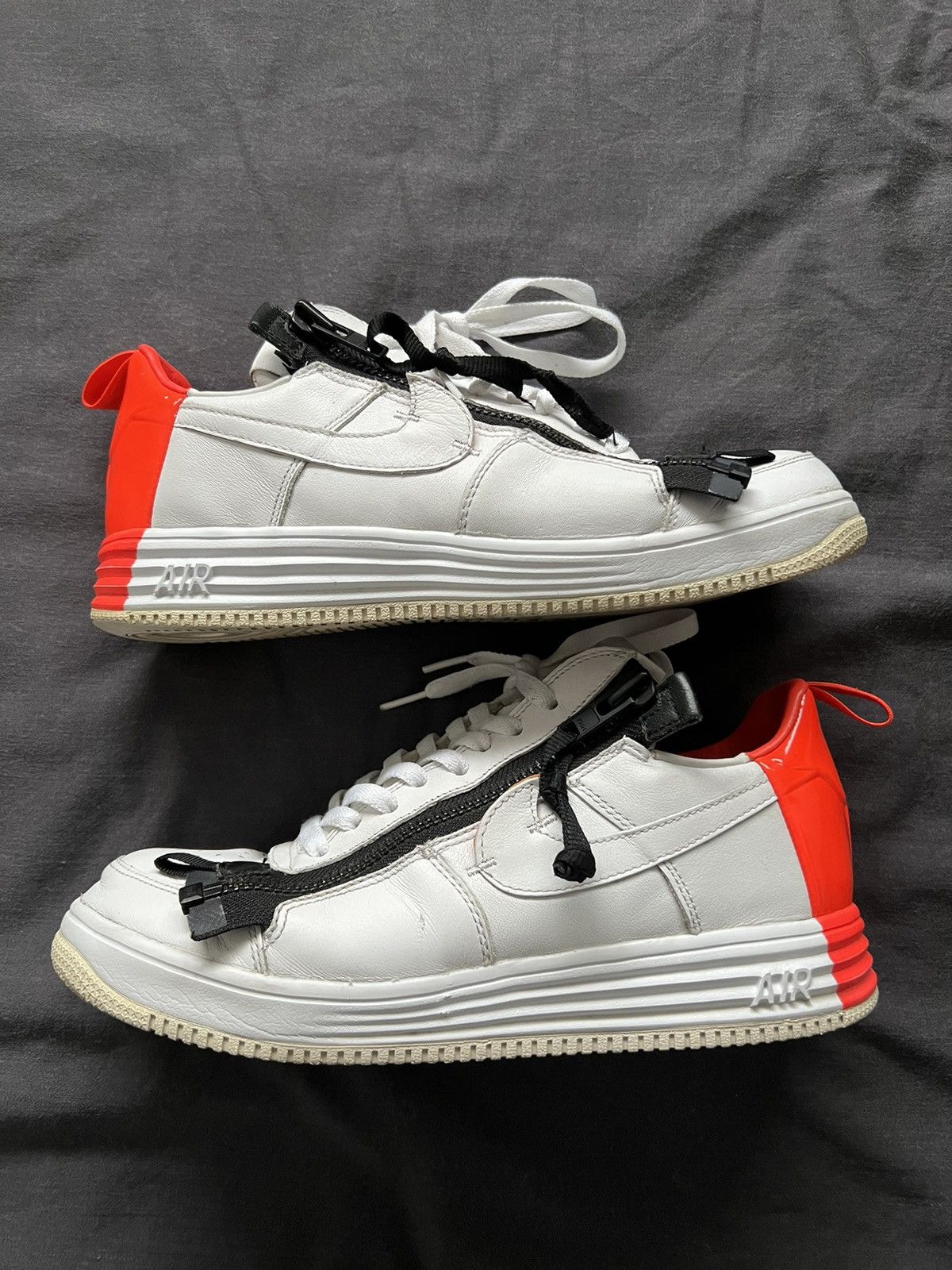 image of Acronym X Nike Lunar Force 1 Low Shoes in White/Orange, Men's (Size 9)