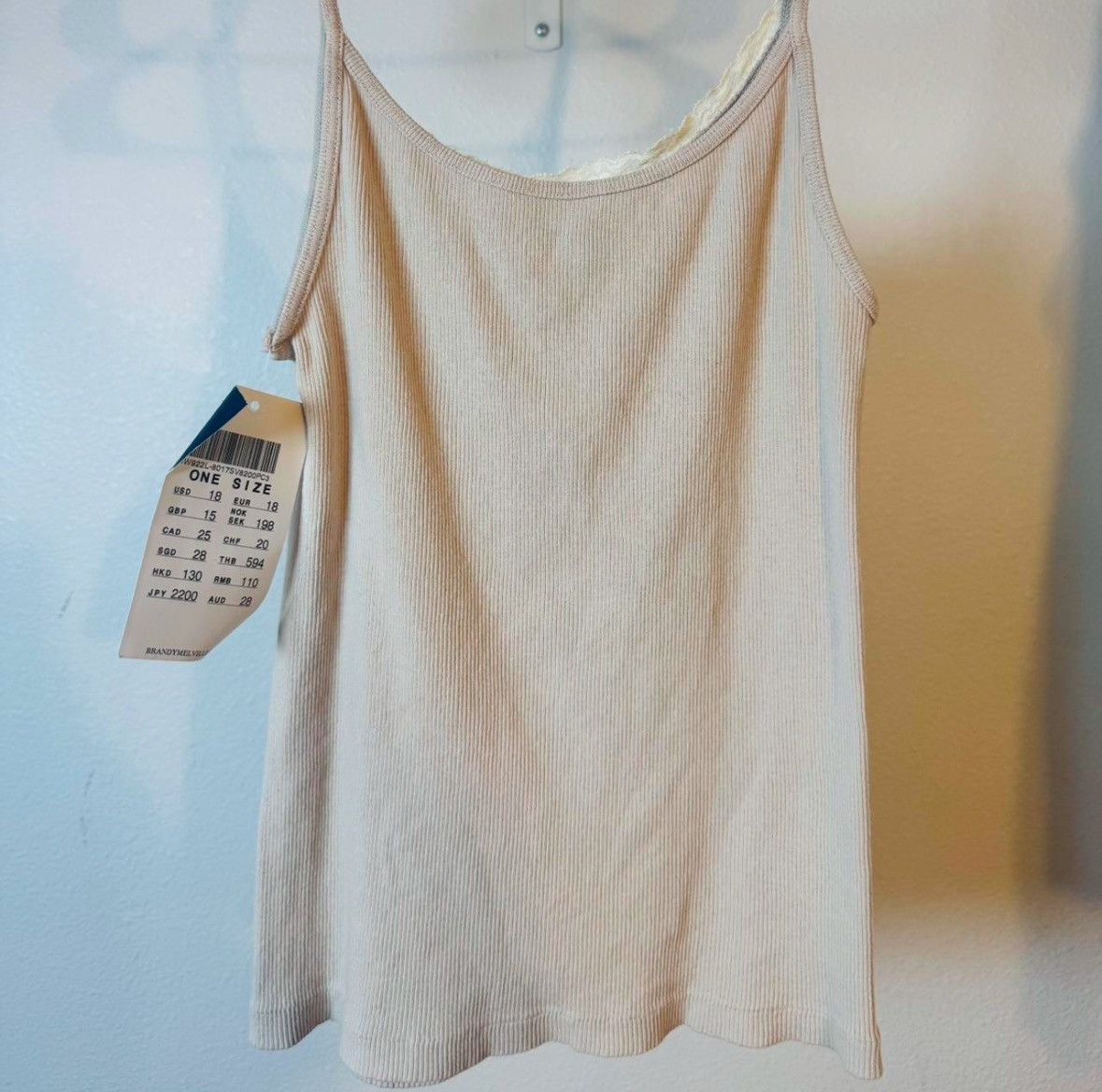 Brandy Melville Brandy Melville Lace Ribbed Tank Top Size ONE SIZE - 4 Thumbnail