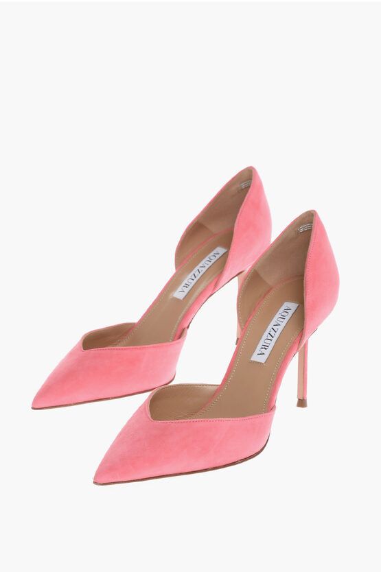 image of Aquazzura Suede Uptown Pumps With Stiletto Heel Shoes 8.5Cm in Pink, Women's (Size 9)