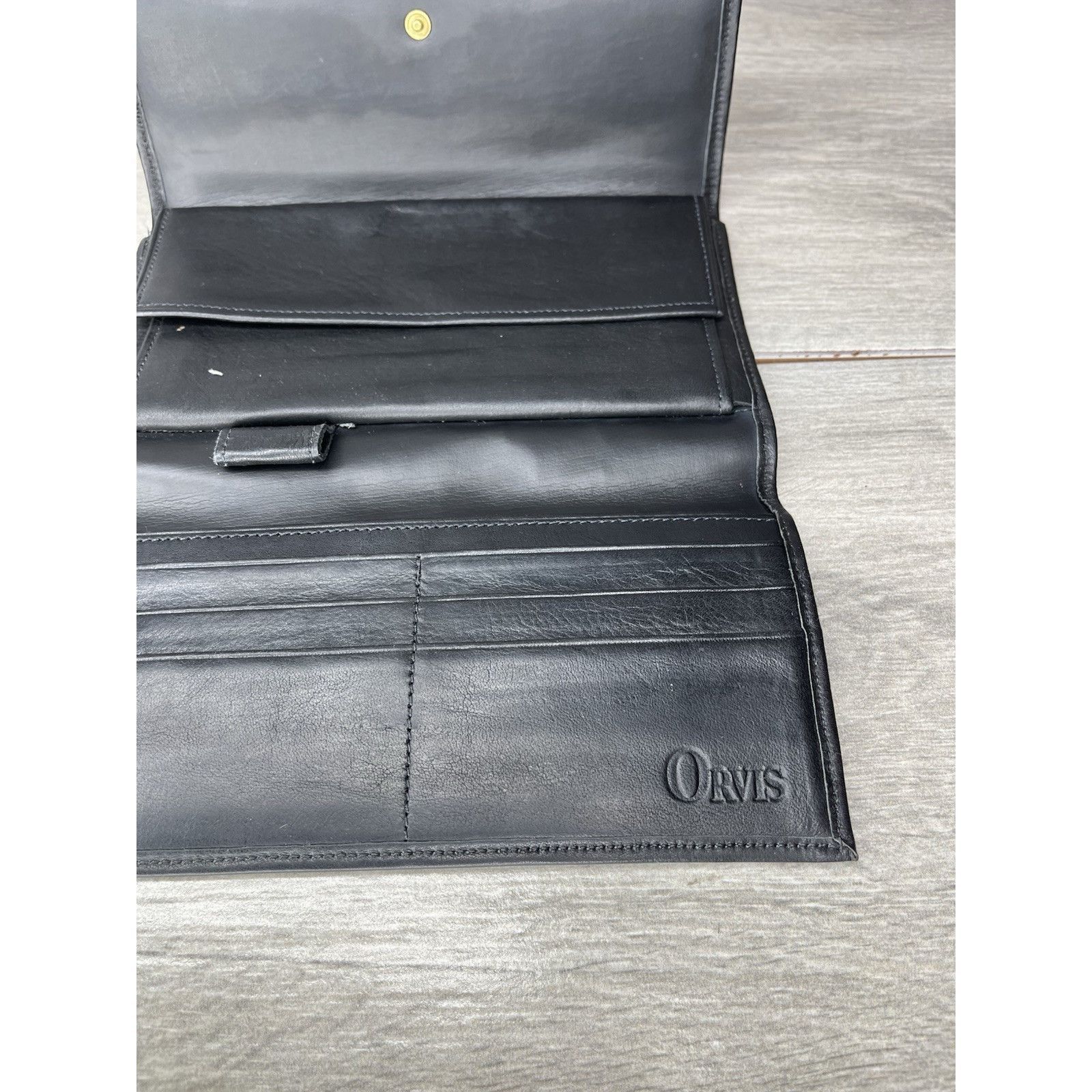 Orvis Vintage Orvis American Black Leather Bifold Wallet 6 Card Sl Size ONE SIZE - 11 Thumbnail