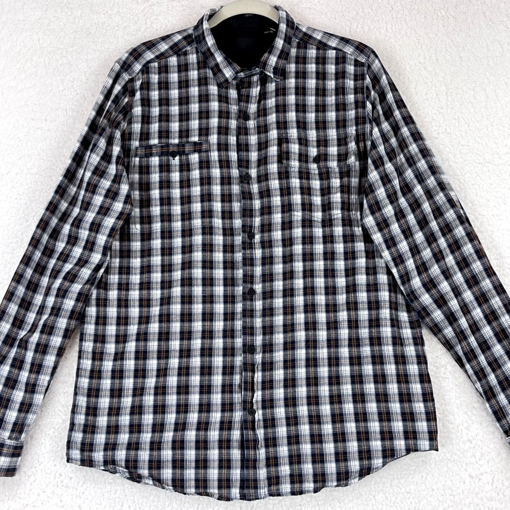 Vintage Comune Blue Plaid Button-Up Shirt Mens XL Long Sleeve 100% Cotton Casual Shirt Size US XL / EU 56 / 4 - 2 Thumbnail