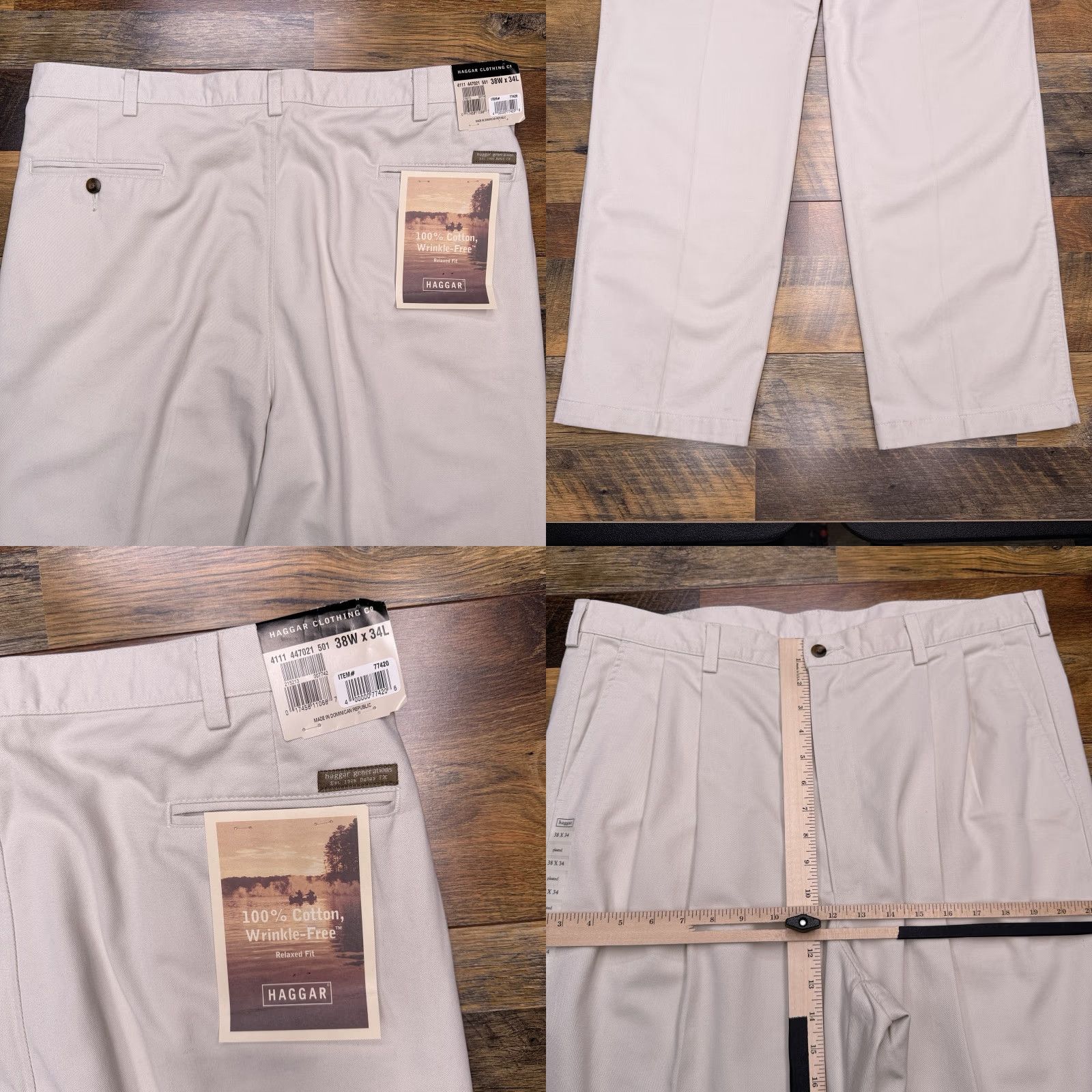 Haggar VINTAGE Haggar Khakis Pants Mens 38x34 Beige Pleated Relaxed Fit New Size US 38 / EU 54 - 8 Thumbnail