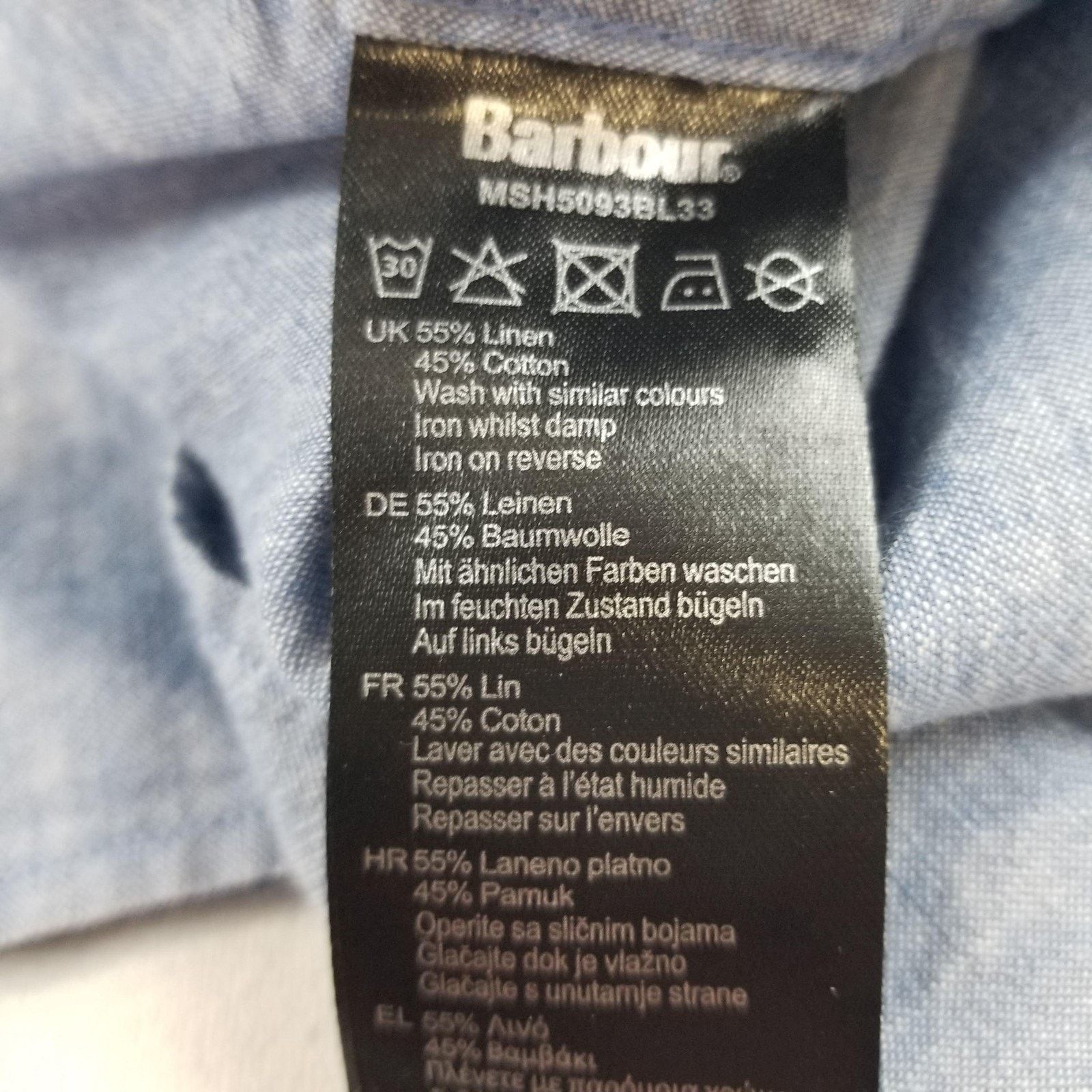 Barbour Barbour Shirt Mens Large Blue Nelson Linen Cotton Chambray Size US L / EU 52-54 / 3 - 7 Thumbnail