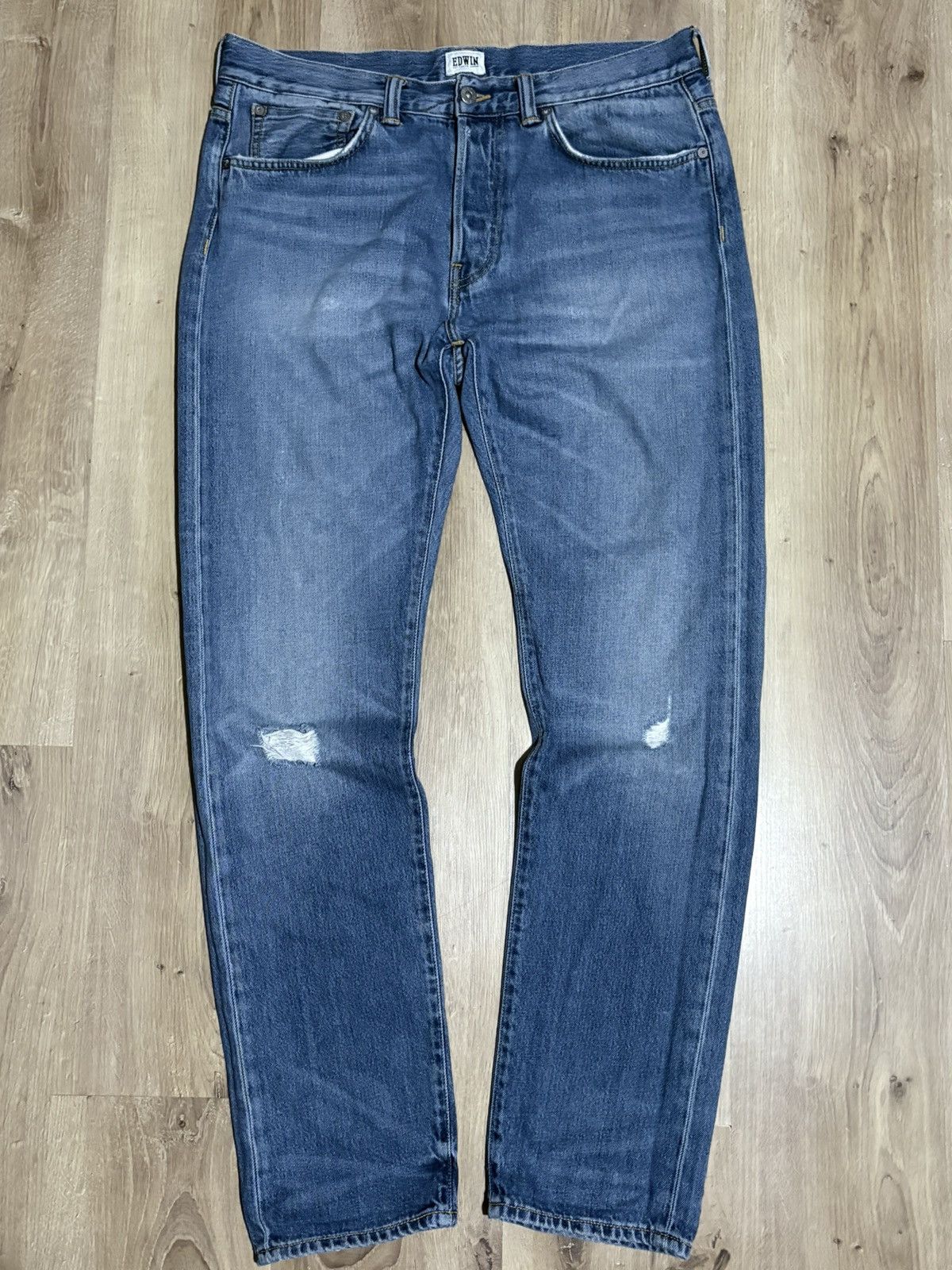 Edwin × Japanese Brand × Vintage Vintage Edwin Distressed Faded Jeans Denim Pants W34 Size US 34 / EU 50 - 1 Thumbnail