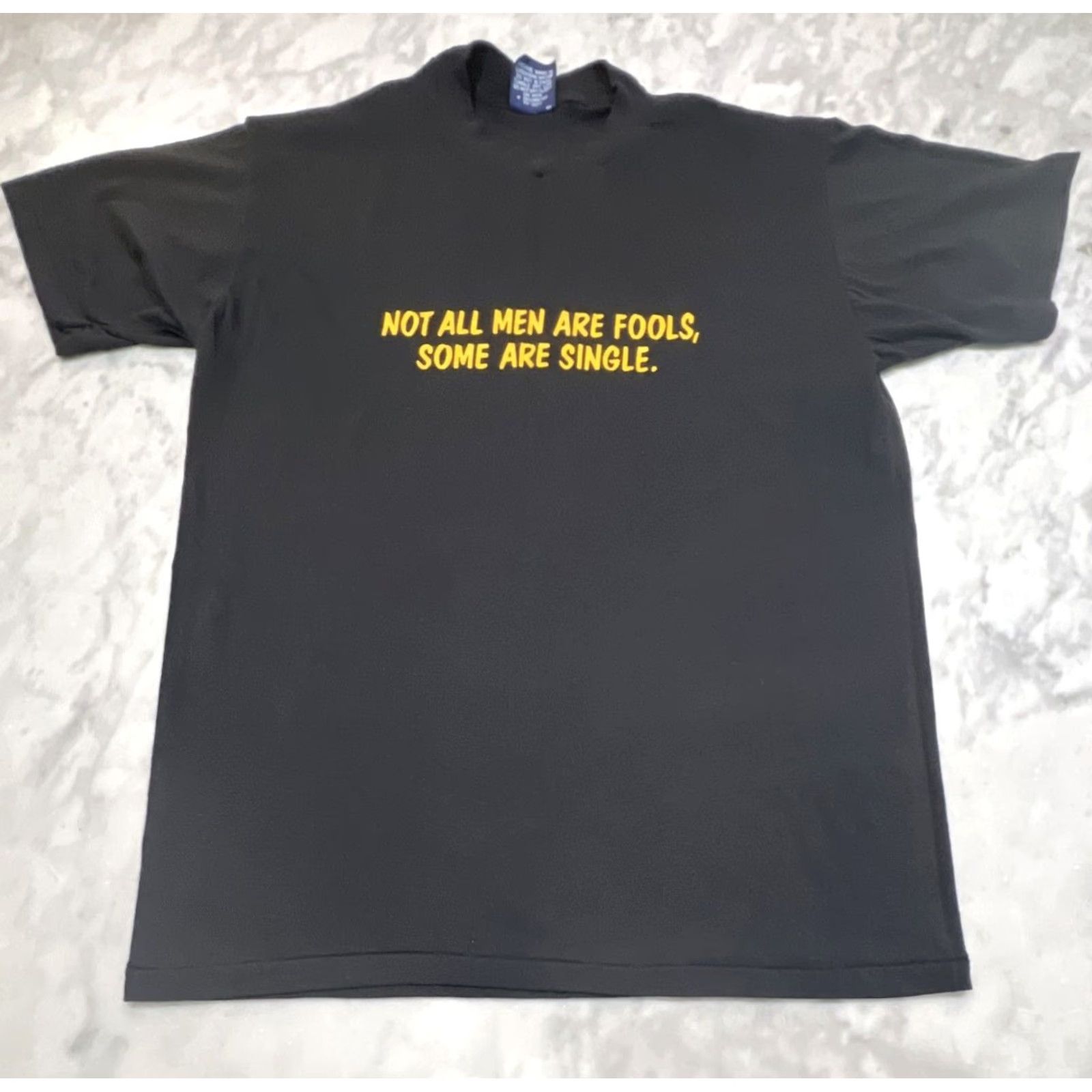 Vintage VINTAGE Sneakers Funny Shirt XL Not All Men Are Fools Some Are Single USA Single Stitch Mens Black Graphic Tee 1990s Cotton Short Sleeve Size US XL / EU 56 / 4 - 3 Thumbnail