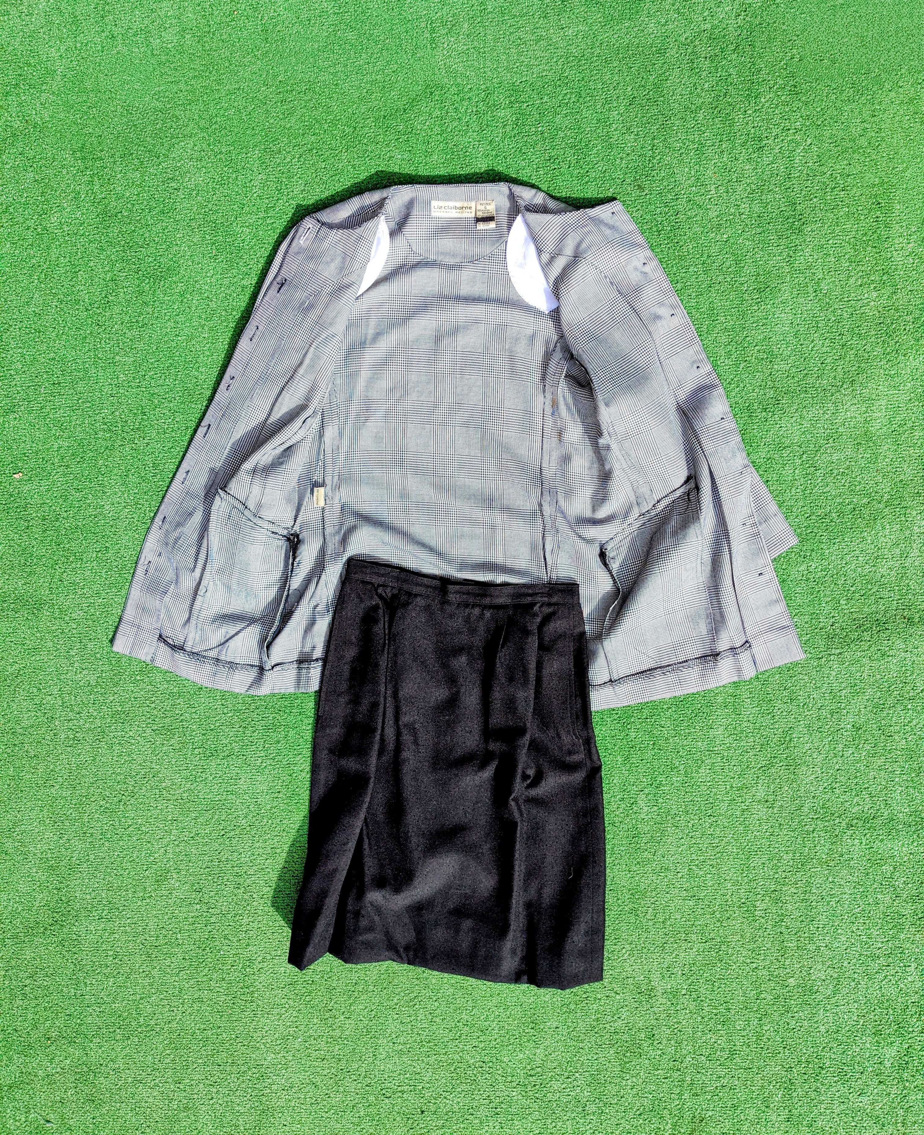 Vintage VTG Liz Claiborne Petites Houndstooth Coat+Maxi Skirt Suit Size M / US 6-8 / IT 42-44 - 5 Thumbnail