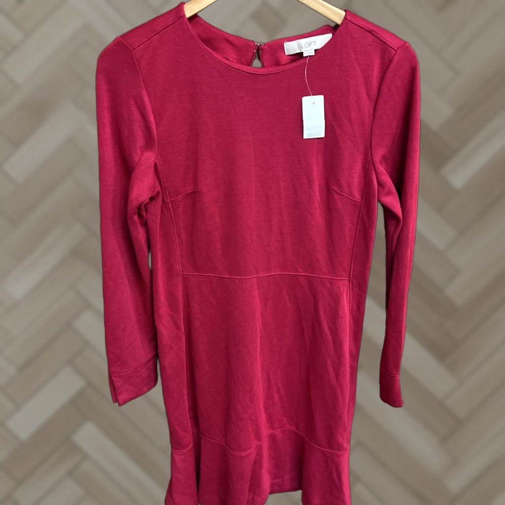 Loft LOFT Womens Dress Pink 3/4 Sleeve NWT 6 Knit sheath Peplum Knee Length Casual Party/Cocktail Womens Size M / US 6-8 / IT 42-44 - 1 Thumbnail