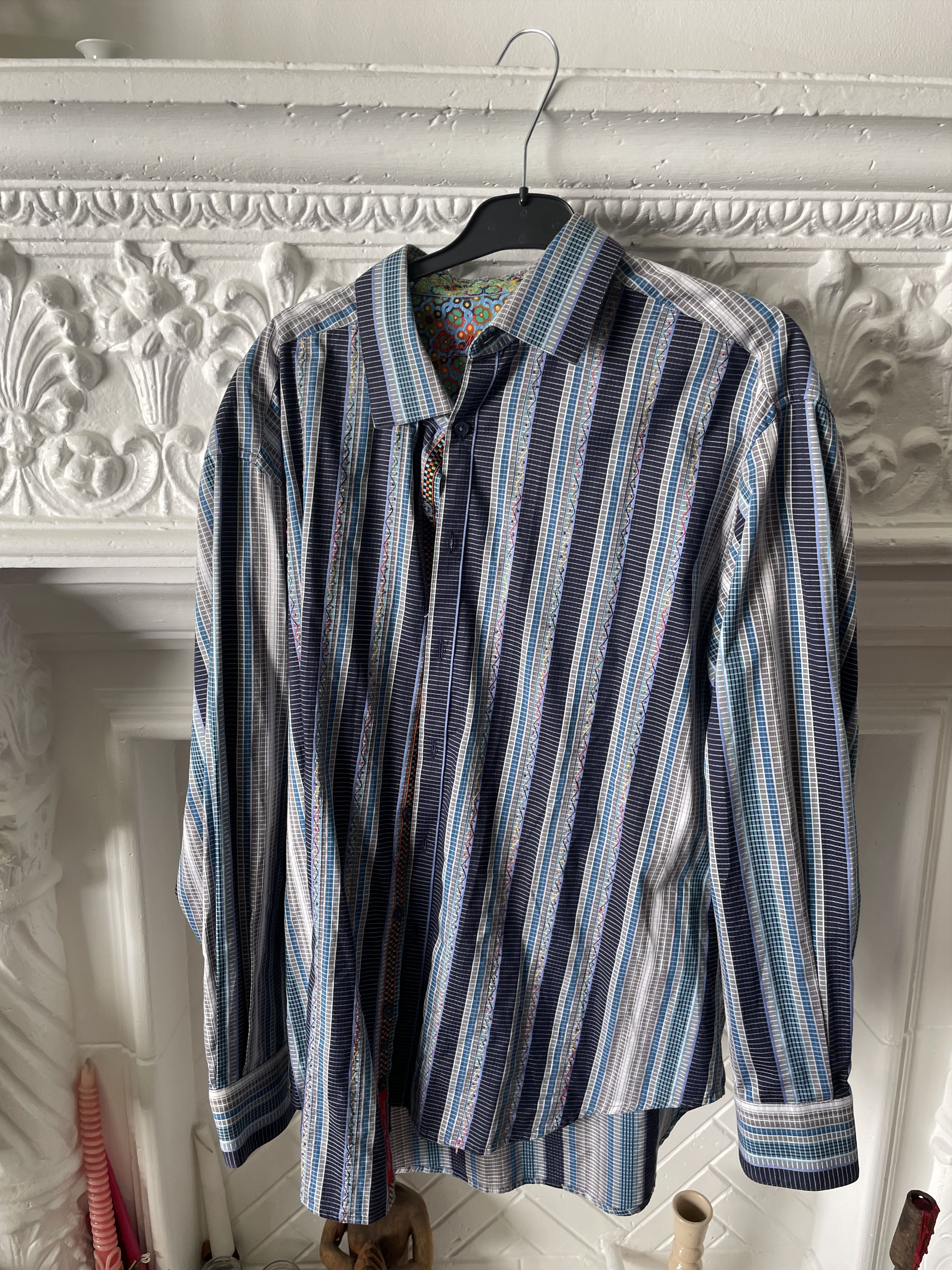Robert Graham Robert Graham XXL Dress Shirt Multicolor Silk Embroidered Size US XXL / EU 58 / 5 - 1 Thumbnail