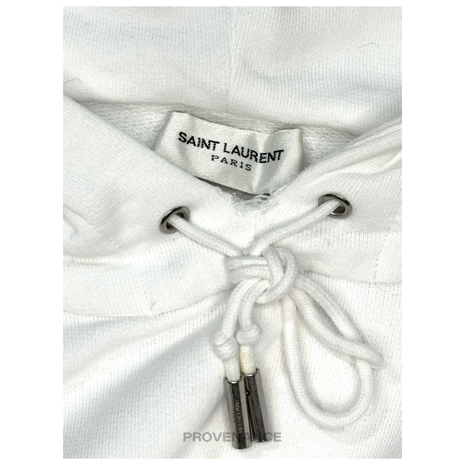 🔴 Saint Laurent Paris SLP Logo Hoodie - White