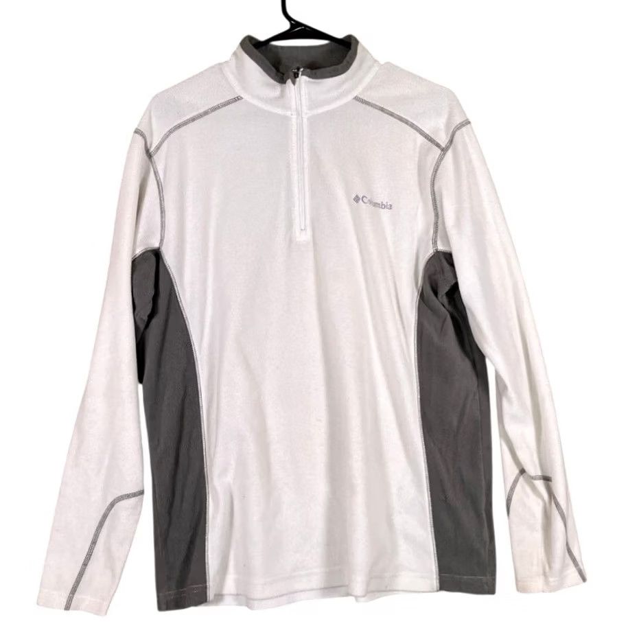 Vintage Columbia Sweater White Gray 1/4 Zip Long Sleeve Fleece Pullover M Medium Men’s Casual Outdoor Winter Fall Size US M / EU 48-50 / 2 - 2 Thumbnail