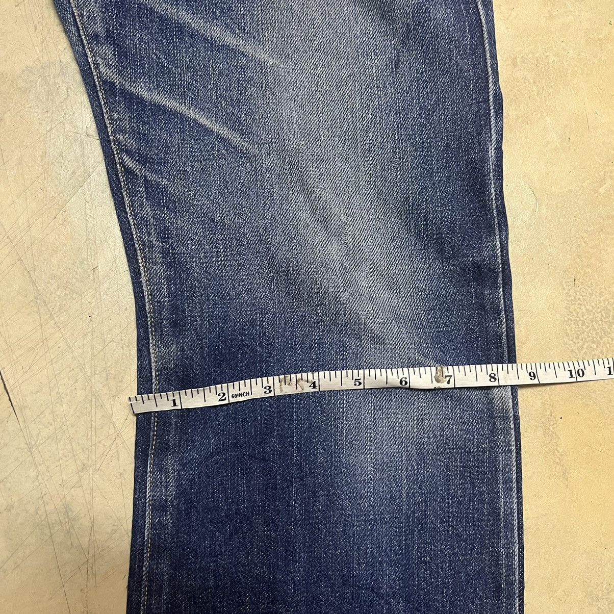Japanese Brand Back Number Selvedge Distressed Design Denim Jeans Size US 33 - 15 Thumbnail