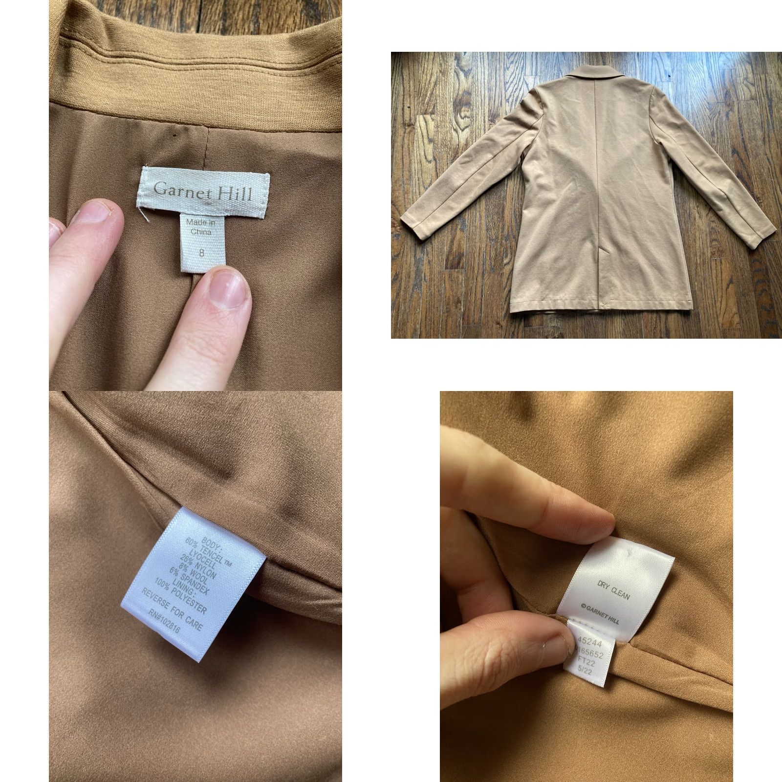 Vintage Garnet Hill Blazer Womens Size 8 Tan Beige Knit Relaxed Button Classic Preppy Academia Sports Coat Autumn Winter Spring Fall Womens Size M / US 6-8 / IT 42-44 - 8 Thumbnail